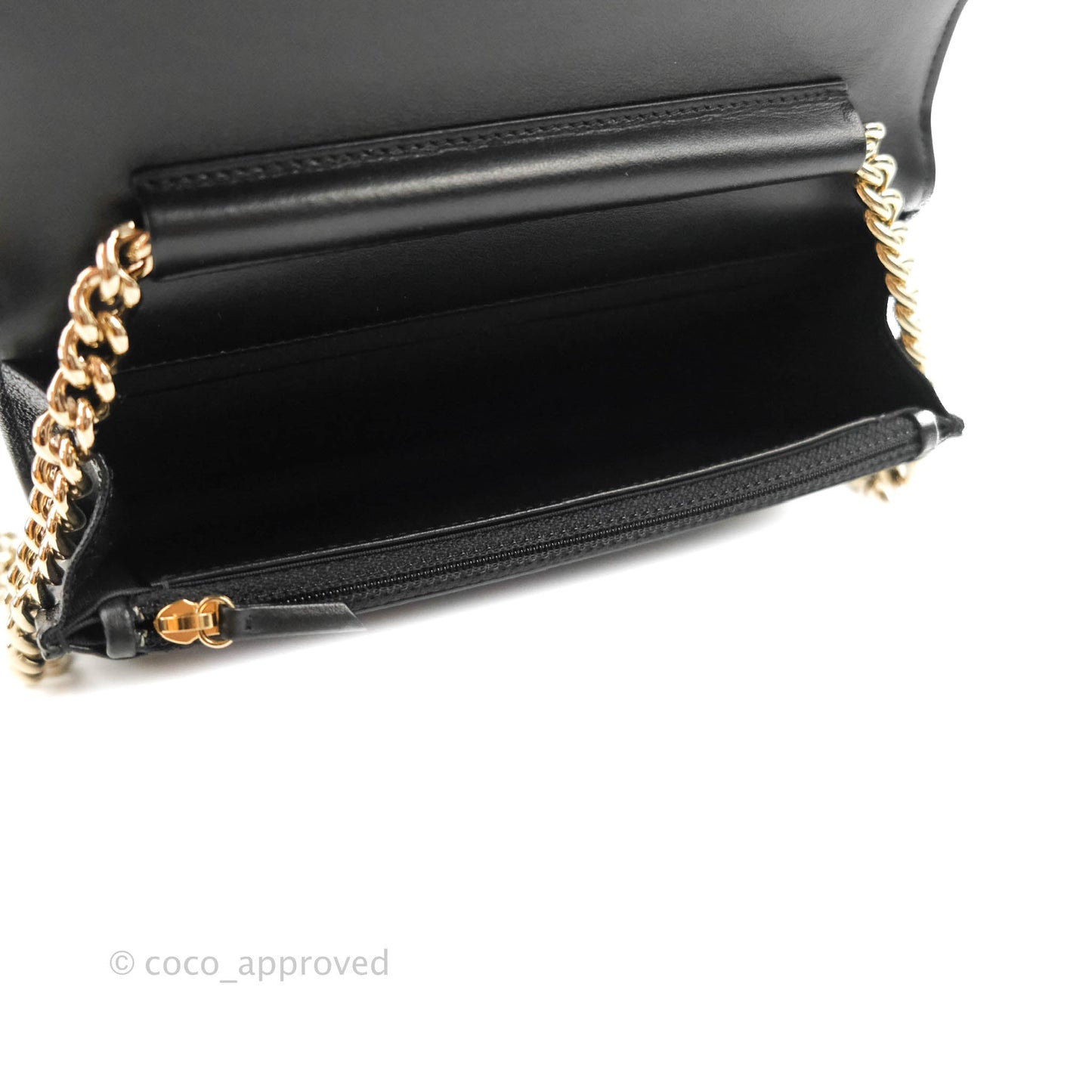 Chanel Chevron Boy Wallet On Chain Black Caviar Gold Hardware