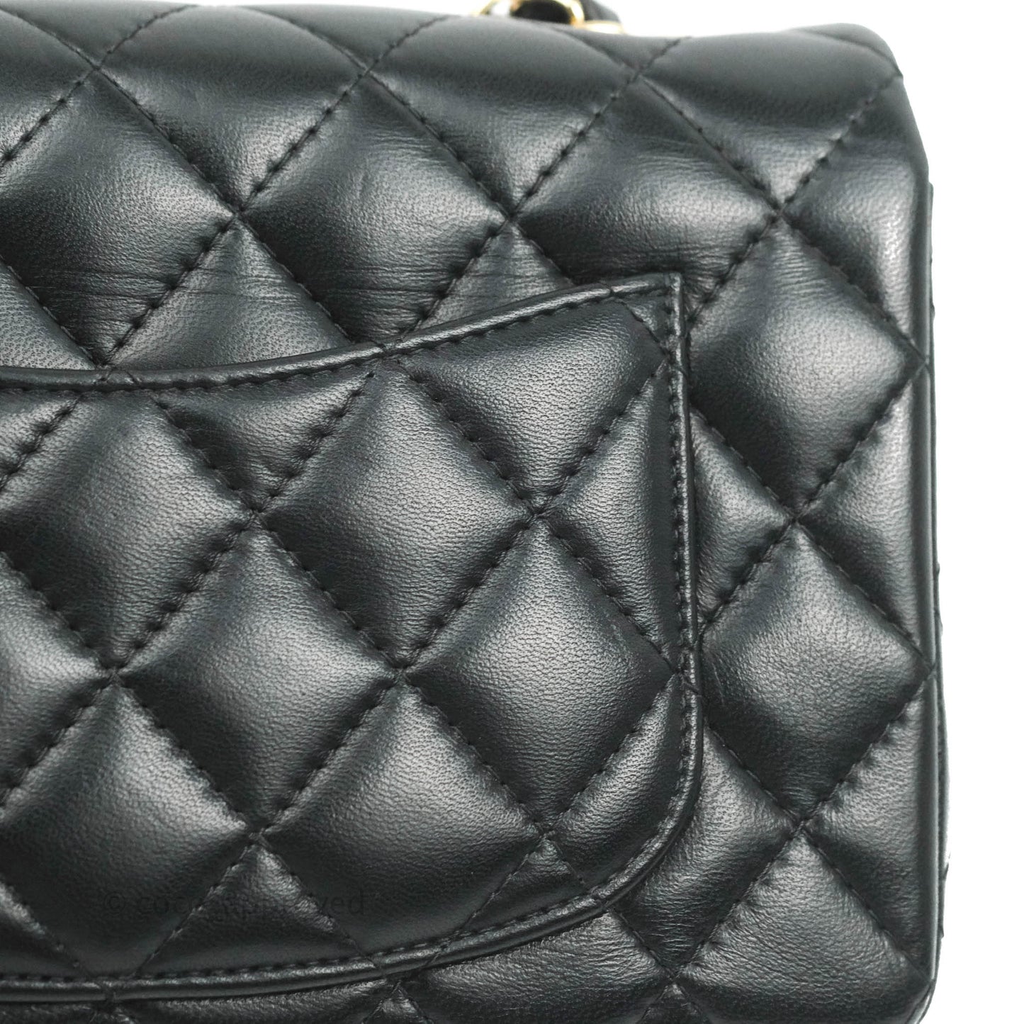 Chanel Quilted Mini Rectangular Black Lambskin Gold Hardware