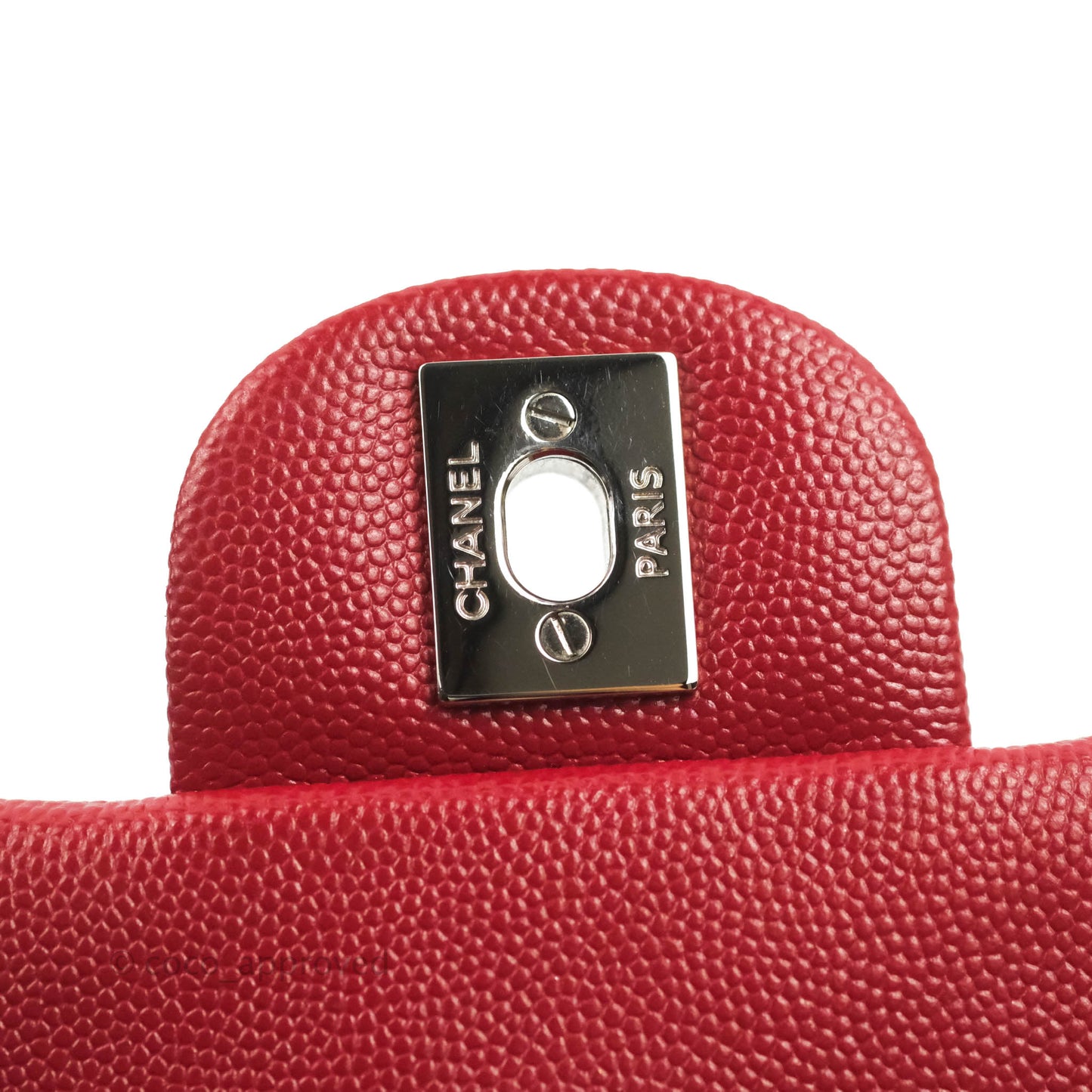 Chanel Quilted Mini Square Red Caviar Silver Hardware 17B