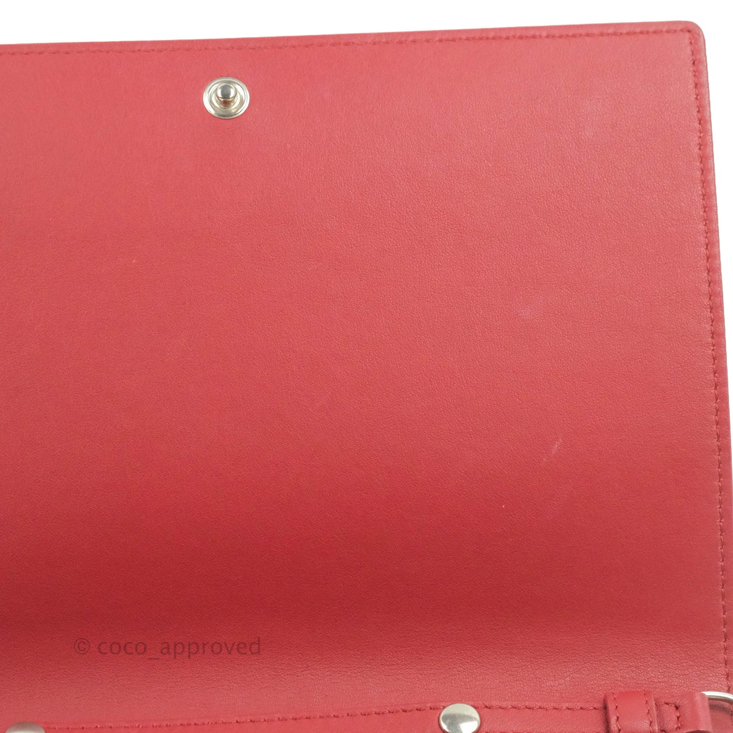 Celine Frame Evening Clutch On Chain Red Pink Smooth Lambskin Silver Hardware