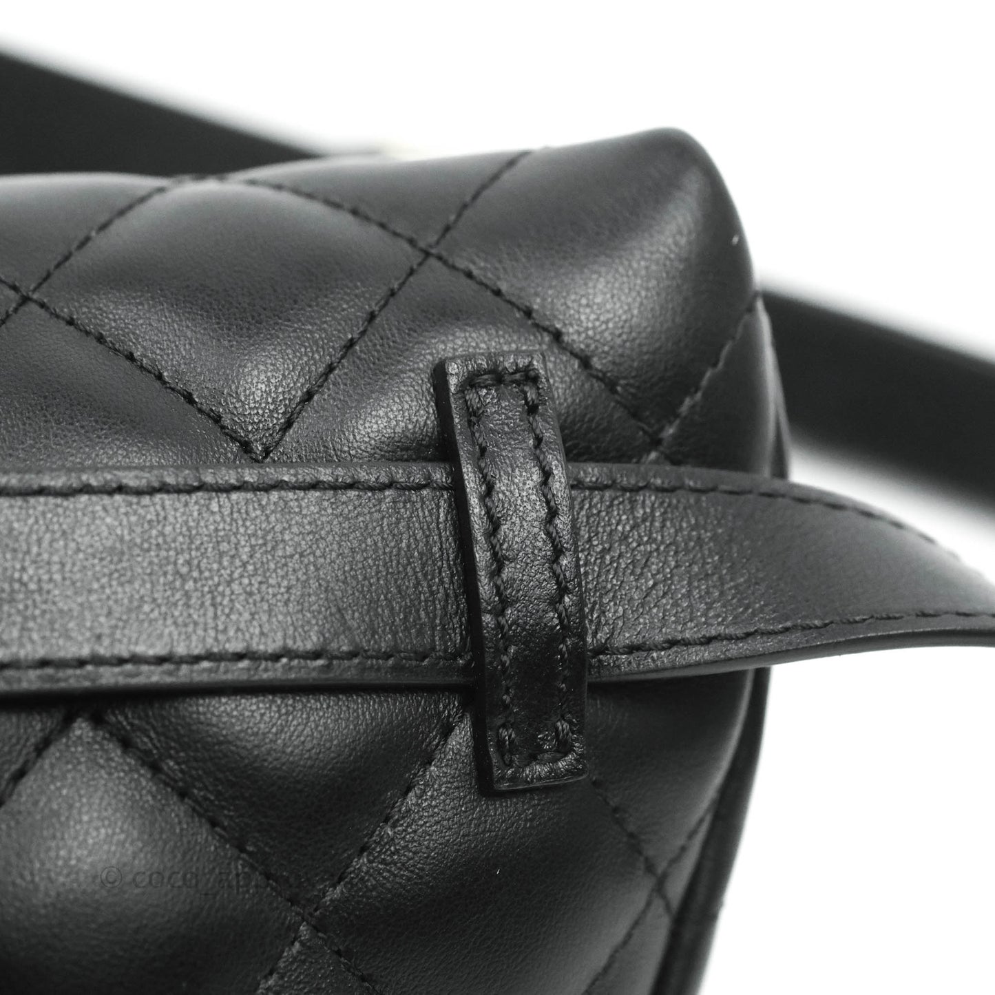 Chanel Quilted Belt Bum Bag Black Calfskin Silver Hardware (Uniform)