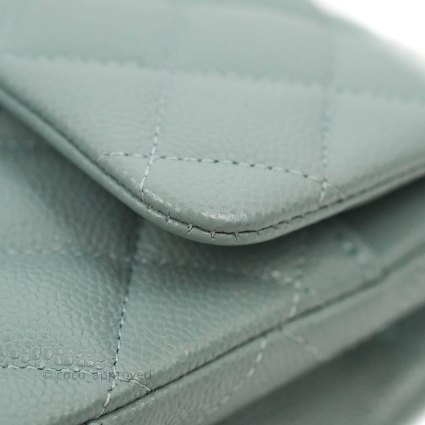 Chanel Small Classic Quilted Flap Light Blue Caviar Silver Hardware 20B