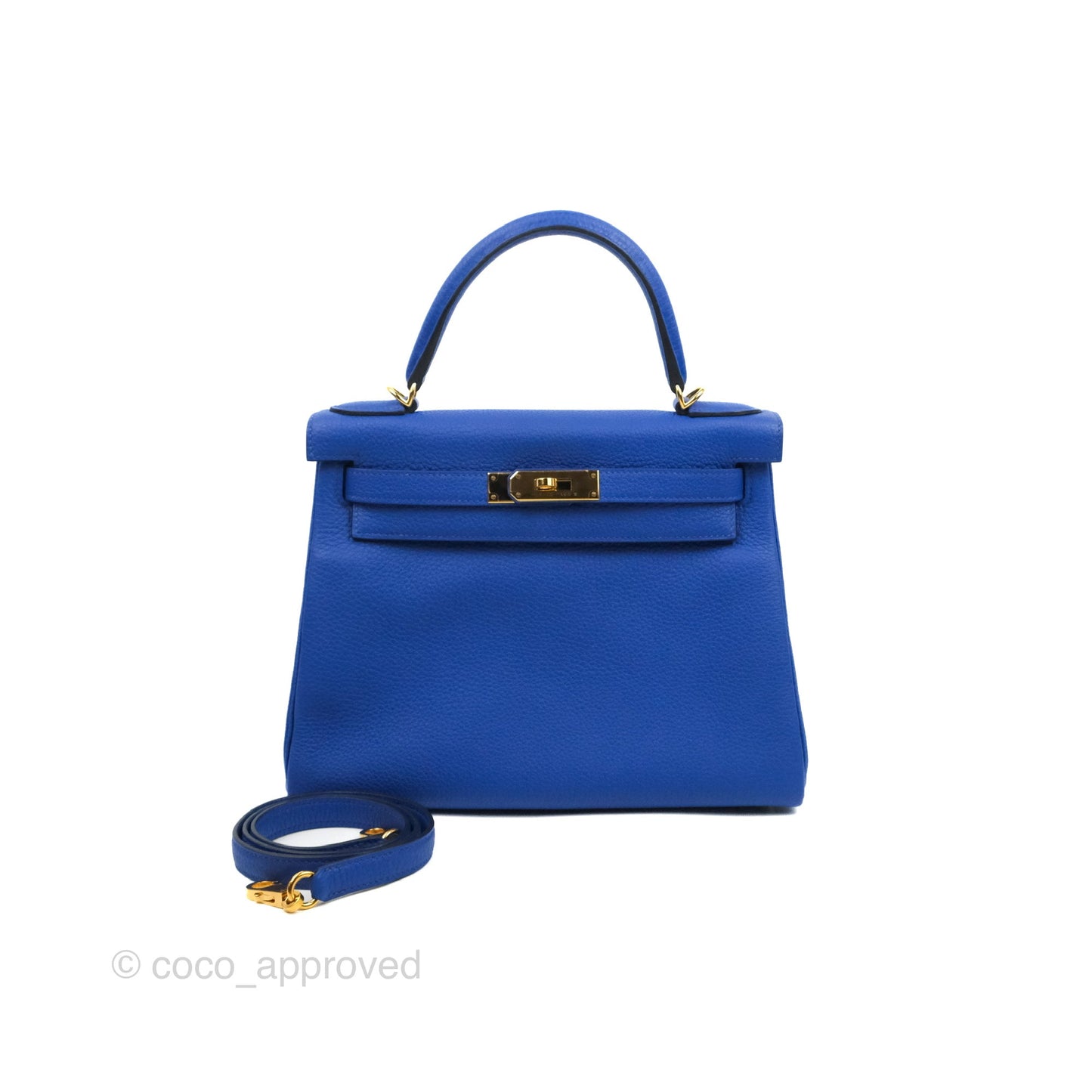 Hermès Kelly Retourne 28 Bleu Royal Togo Gold Hardware