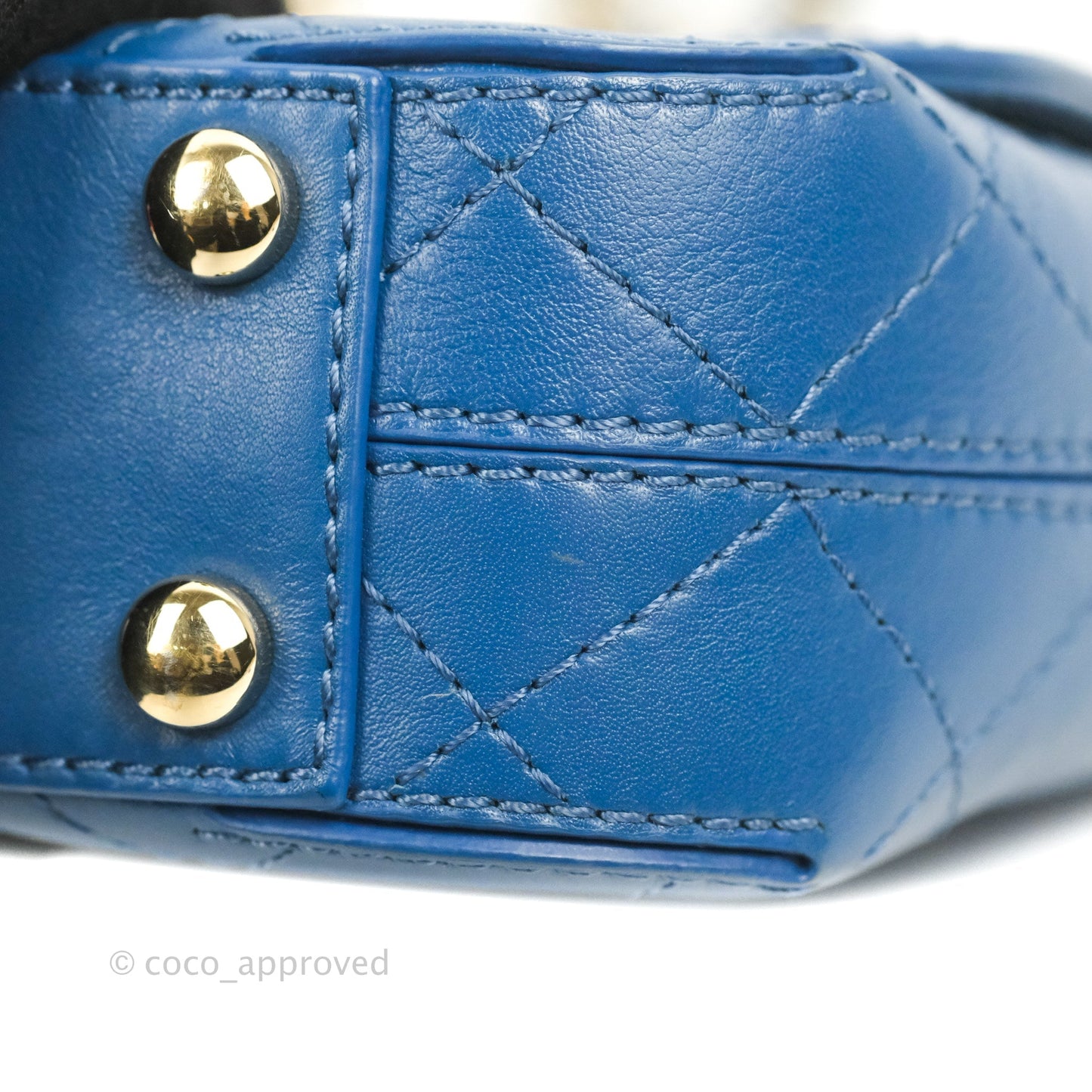 Chanel Blue Quilted Leather Small Frame In Flap Bag