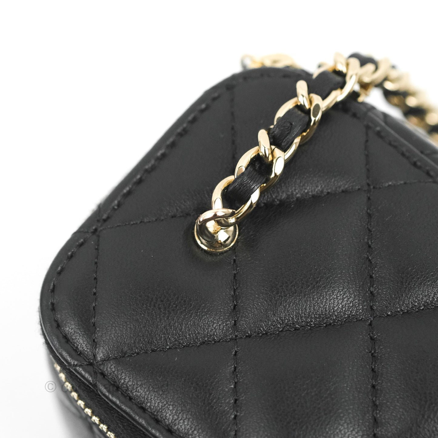 Chanel Mini Ball Crush Vanity With Chain Black Lambskin Gold Hardware