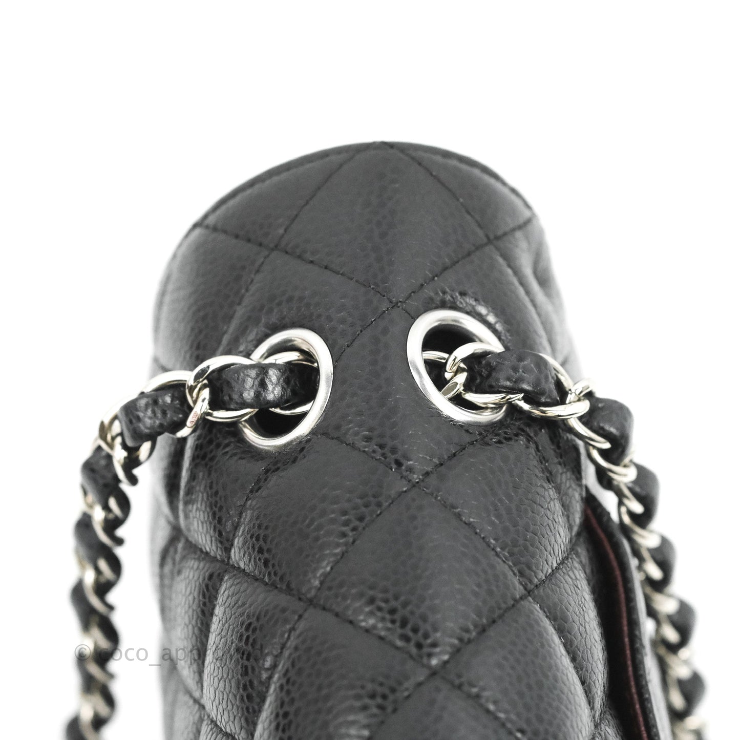 Chanel Classic M/L Medium Flap Quilted Black Caviar Silver Hardware