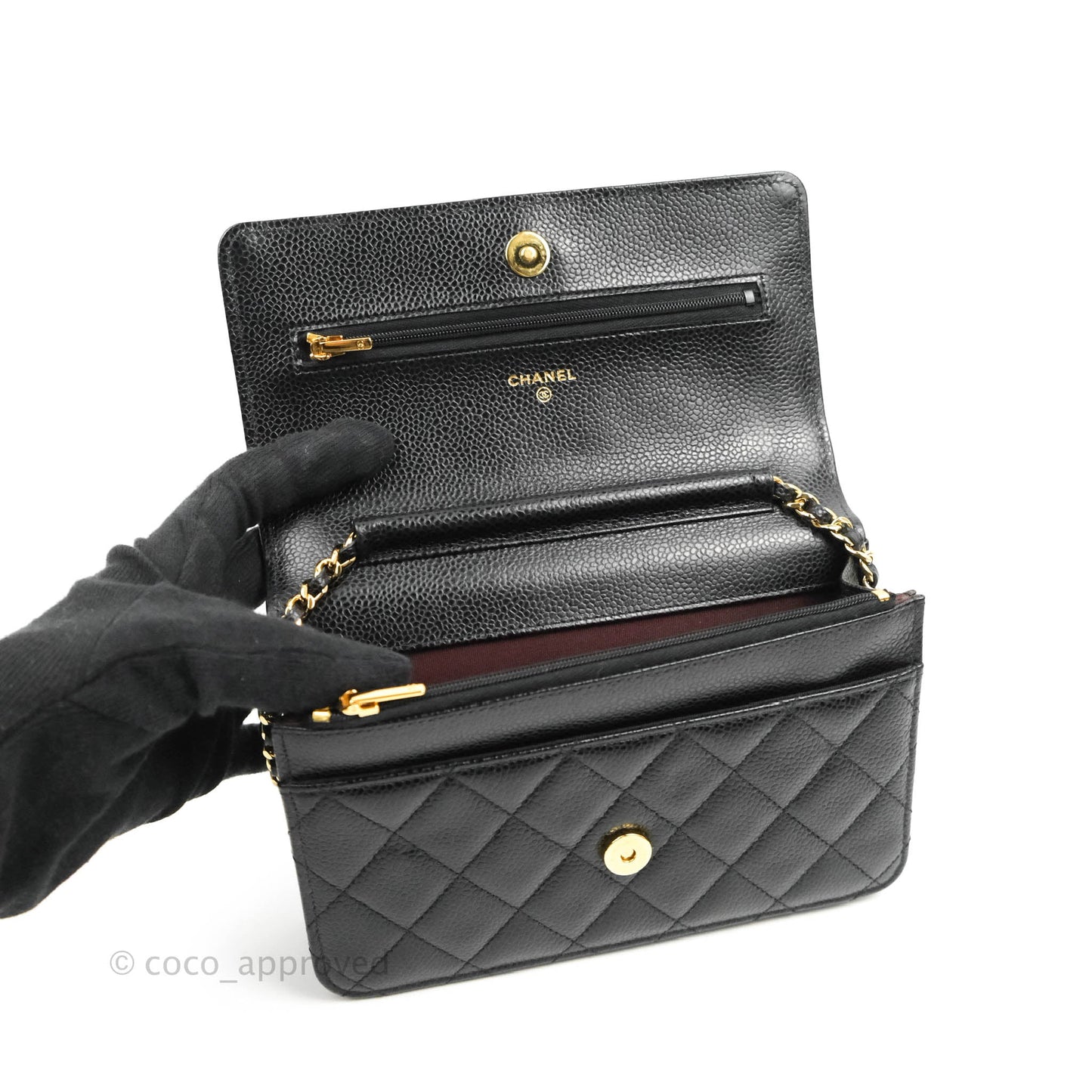 Chanel Quilted Classic WOC Black Caviar Gold Hardware