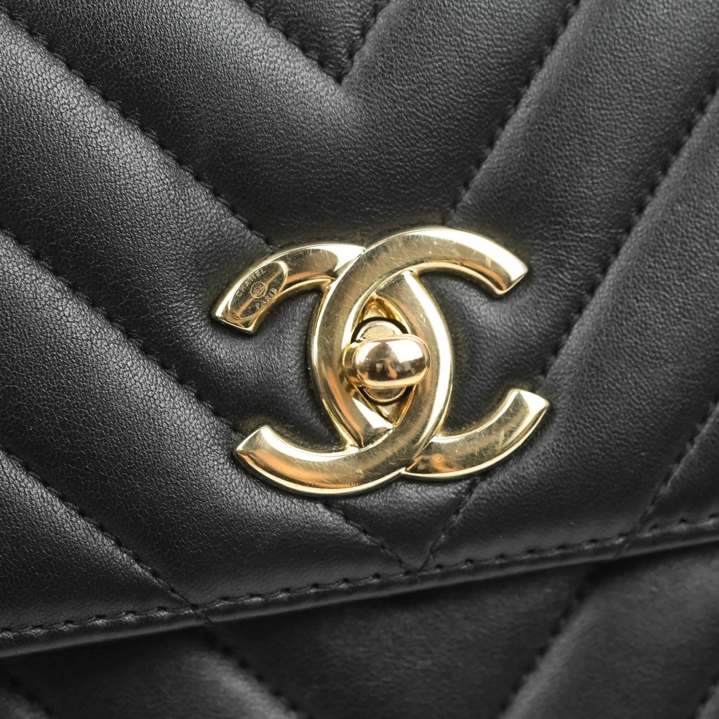 Chanel Trendy CC Chevron Small Black Lambskin Gold Hardware