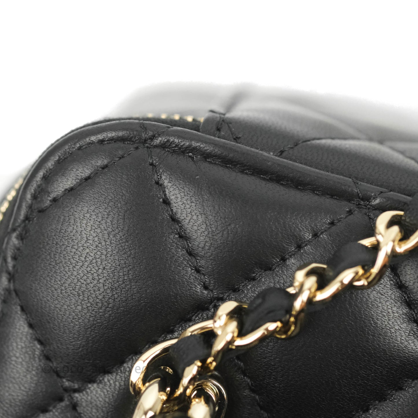 Chanel Vanity Rectangular Top Handle Black Lambskin Gold Hardware