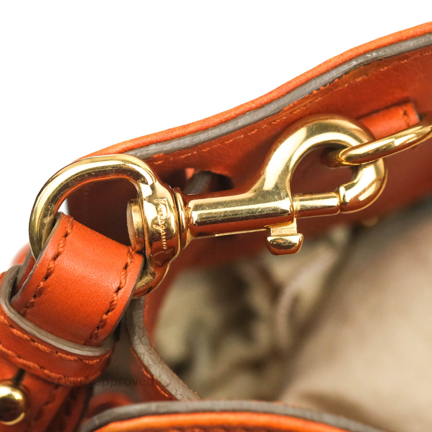Salvatore Ferragamo Orange Top Handle Bag With Strap