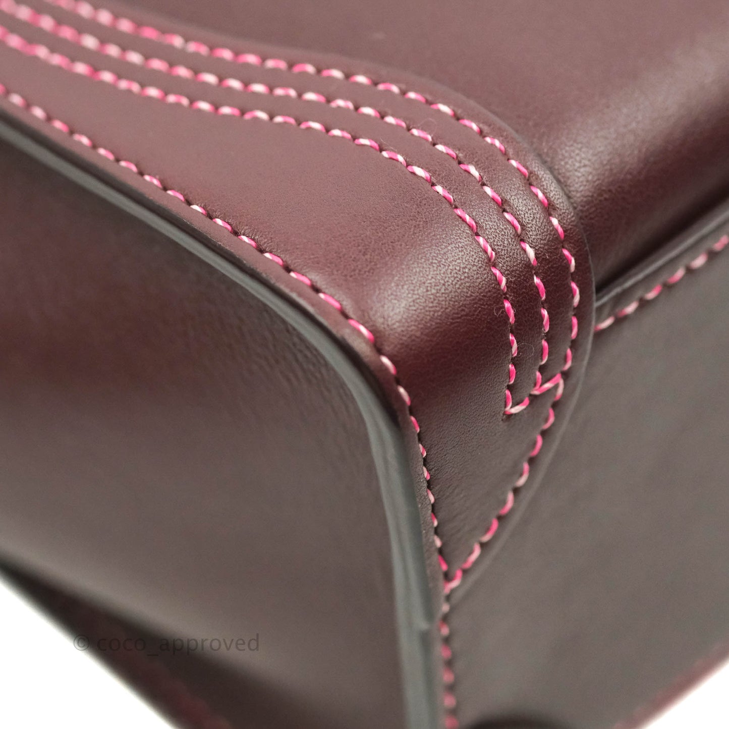 Celine Nano Luggage Bag Burgundy Gold Hardware