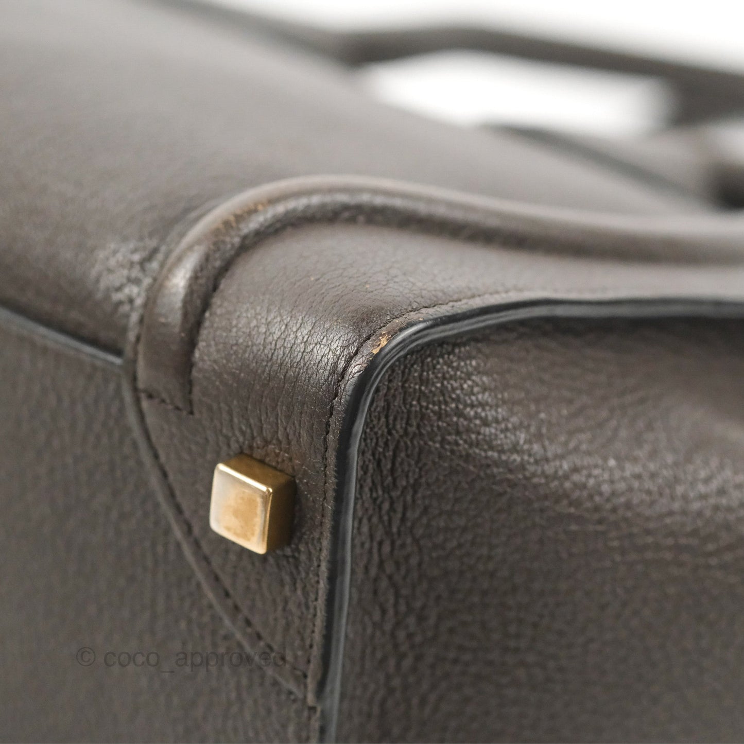 Celine Micro Luggage Handbag Dark Brown Grained Calfskin