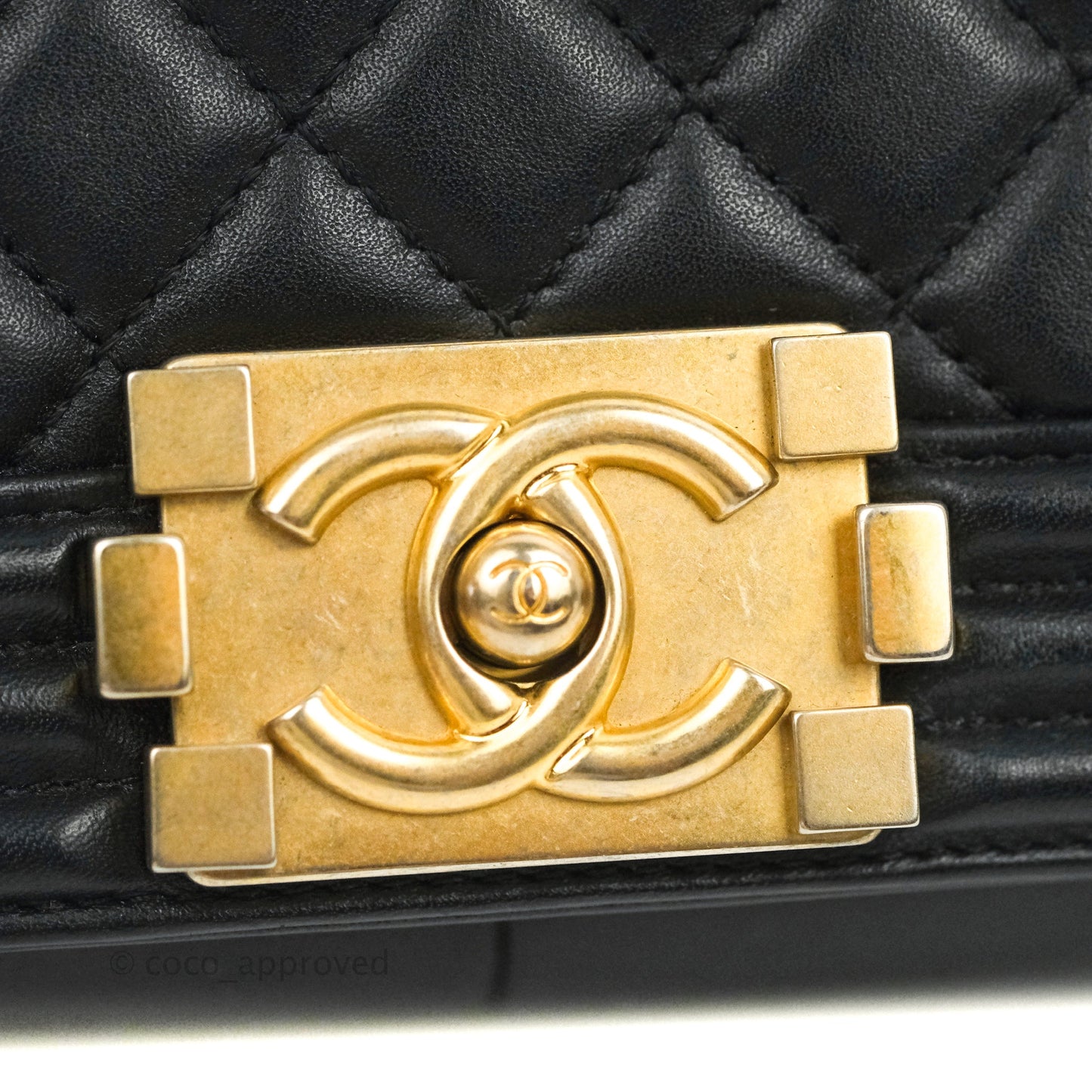 Chanel Quilted Medium Boy Black Lambskin Gold Hardware
