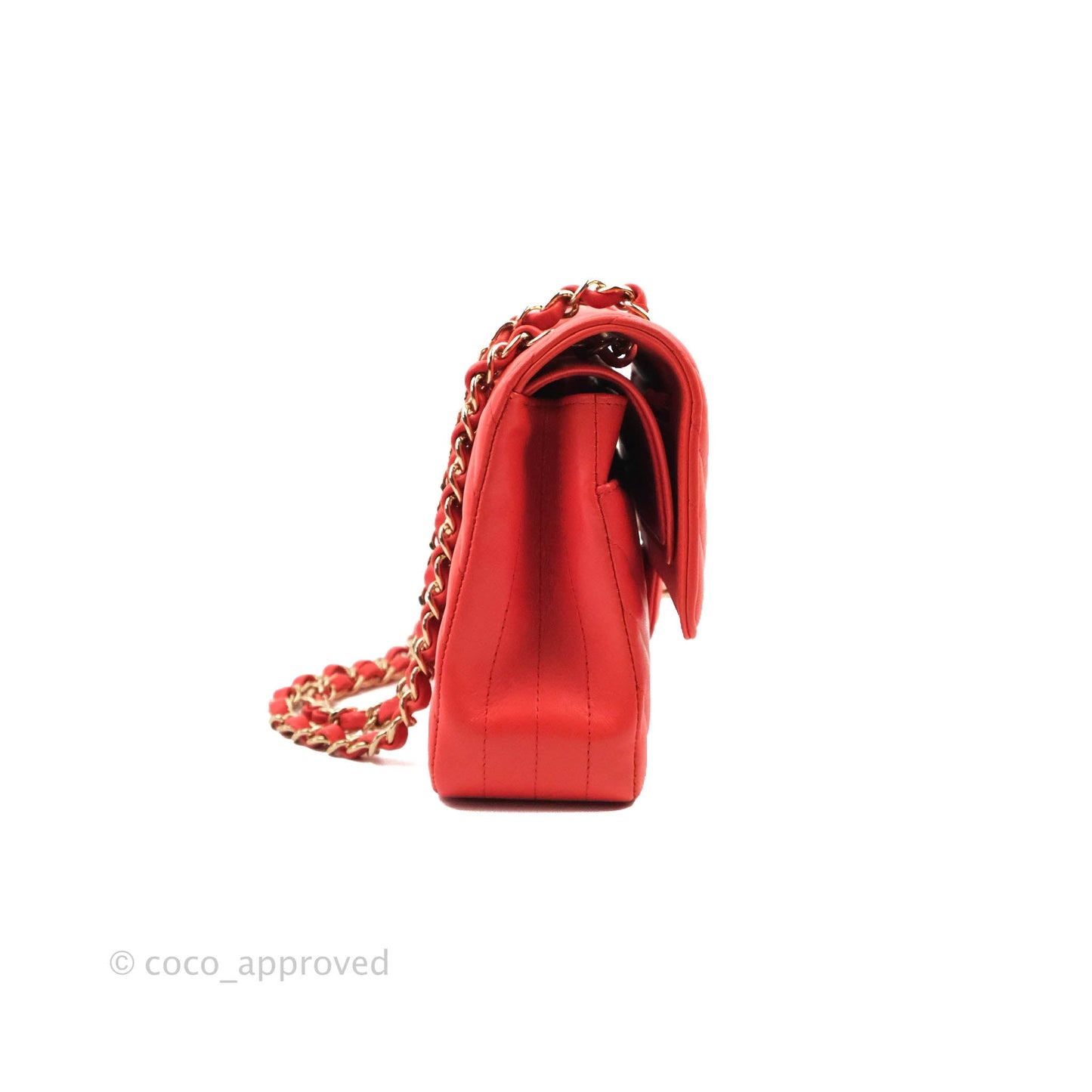 Chanel Classic M/L Medium Double Flap Brick Red Lambskin Gold Hardware