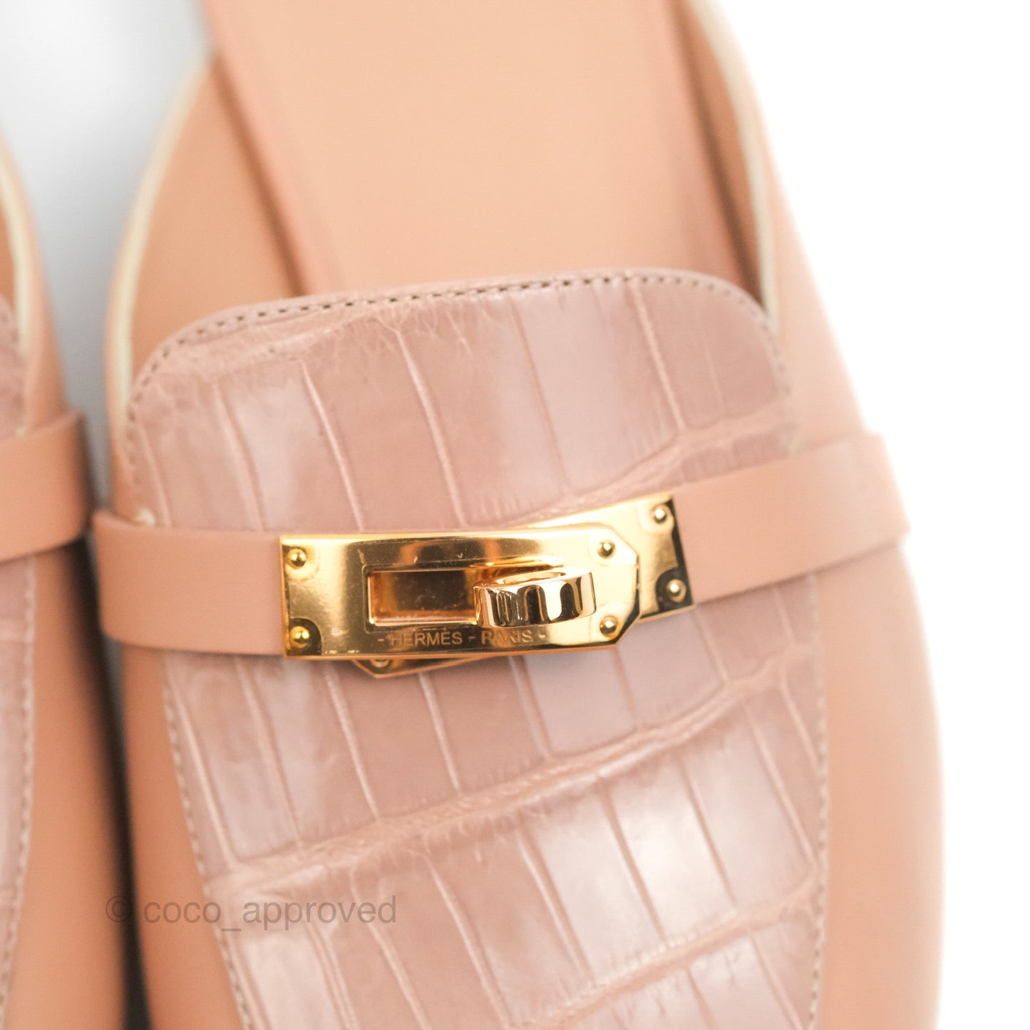 Hermes Oz Mule Calfskin/Niloticus Crocodile Leather Rose Gold Hardware Size 37