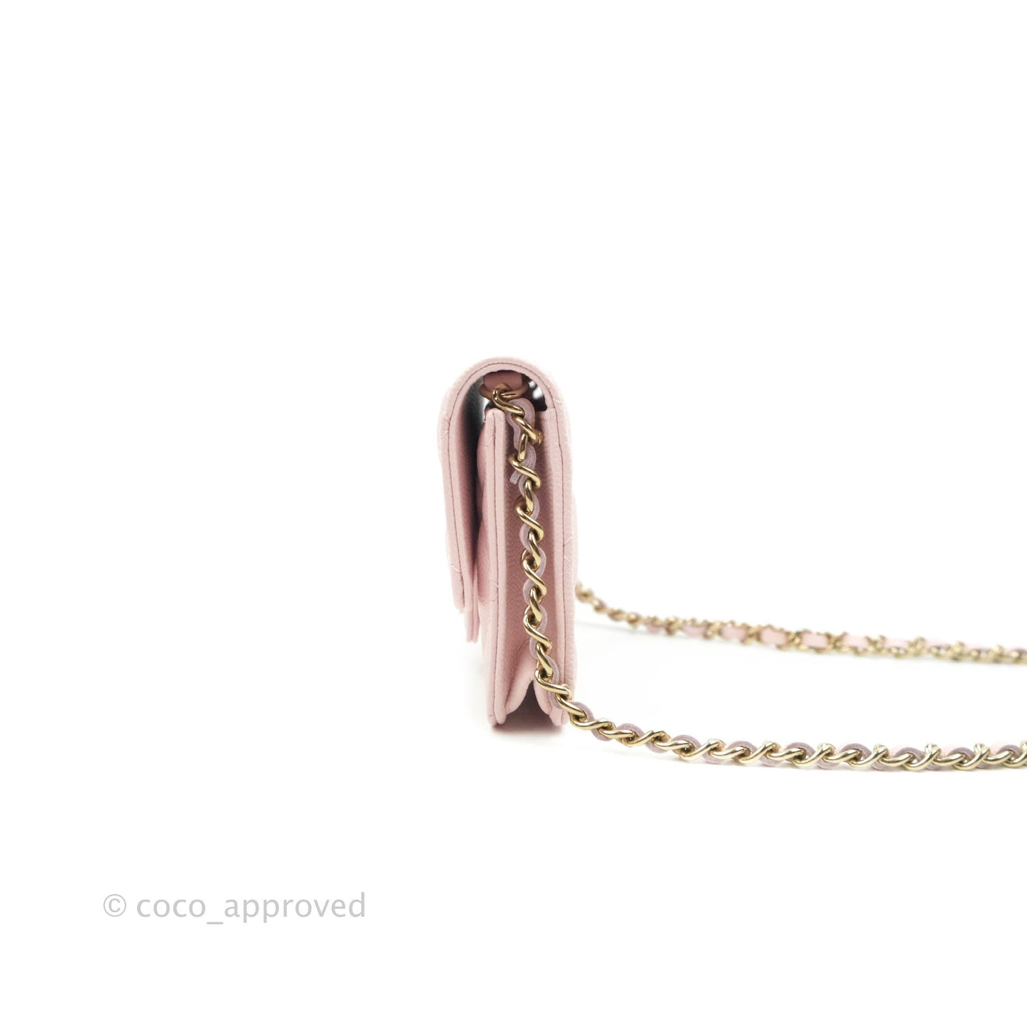 Chanel Mini Wallet With Chain Light Pink Caviar Gold Hardware