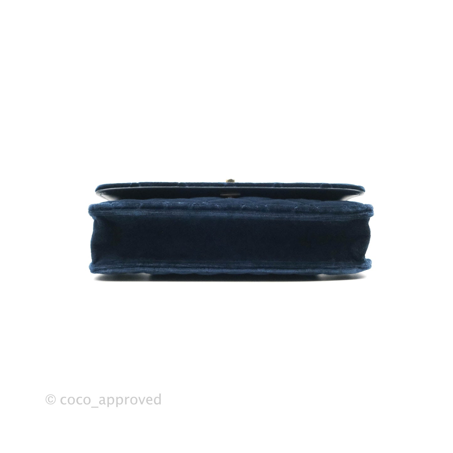 Chanel Quilted Crystal Pearl Crush Wallet on Chain WOC Navy Velvet Gold Hardware