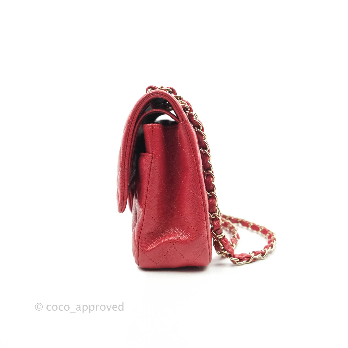 Chanel Classic M/L Medium Double Flap Red Caviar Gold Hardware