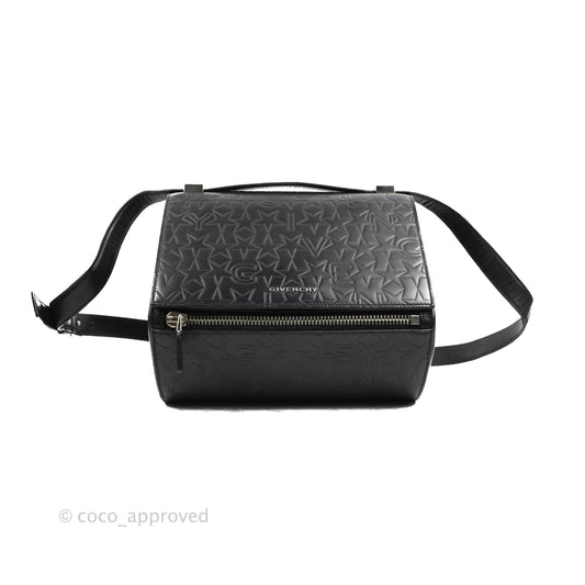 Givenchy Calfskin Star Embossed Medium Pandora Box Crossbody Bag Black