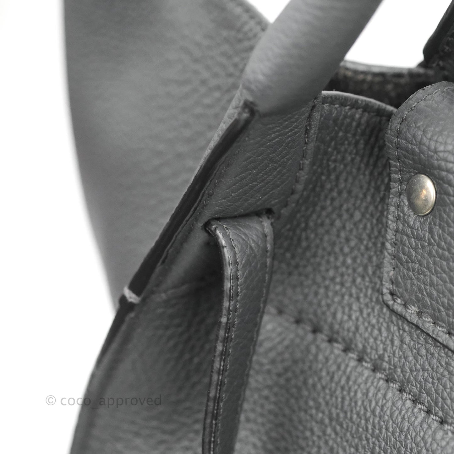 Celine Small Big Bag Black Supple Grained Leather Silver Hardware Dark Grey