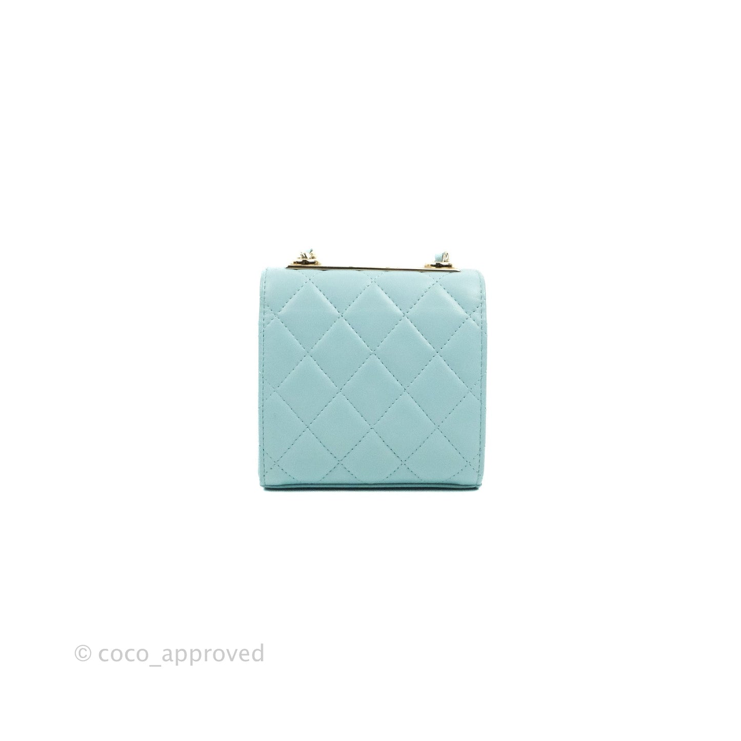 Chanel Mini Quilted Trendy CC Clutch With Chain Tiffany Blue Lambskin Gold Hardware