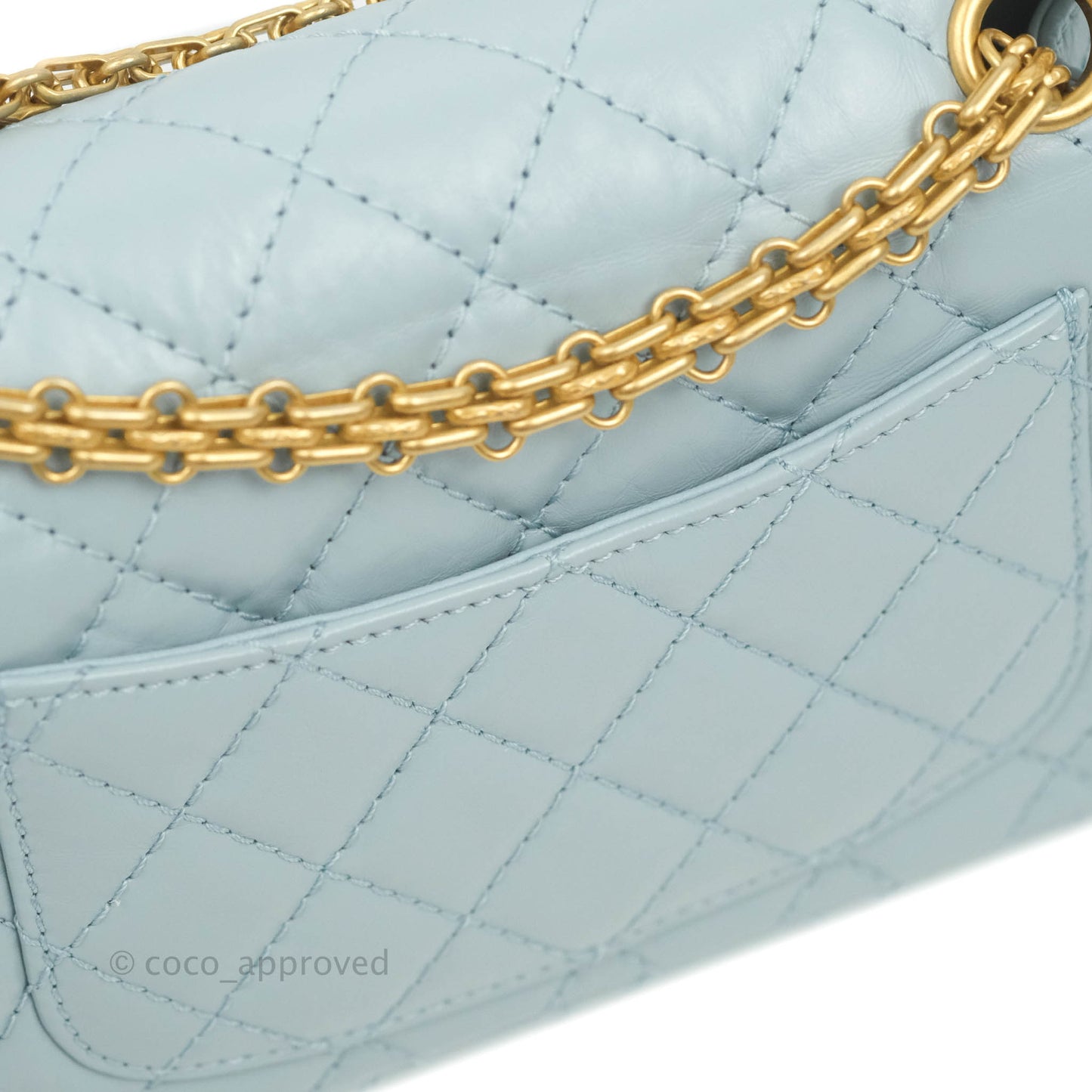 Chanel Mini Reissue 224 Light Blue Aged Calfskin Aged Gold Hardware