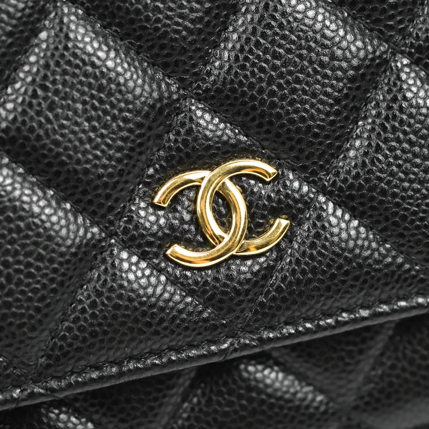 Chanel Quilted Wallet on Chain WOC CC Coco Chain Black Caviar Gold Hardware