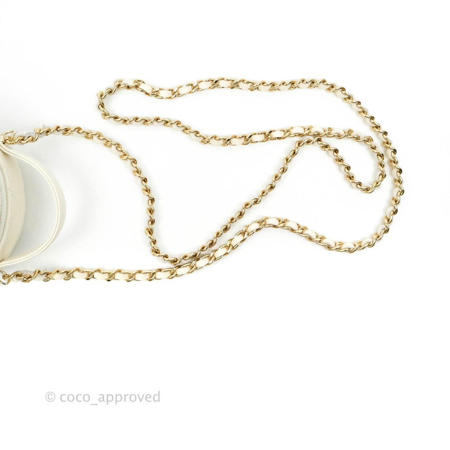 Chanel Mini Round Vanity Bag with Handle Ivory Caviar 22C