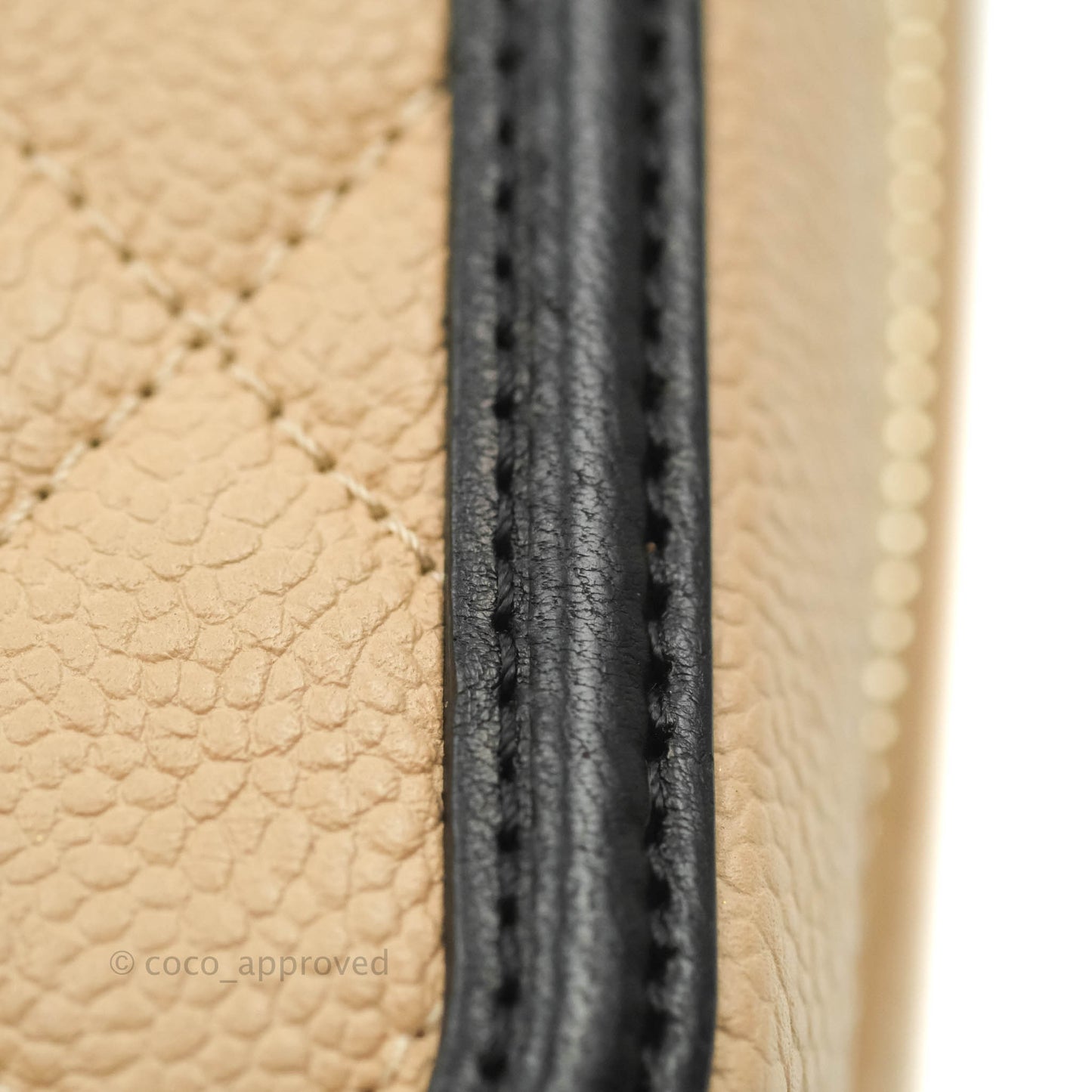 Chanel Quilted Medium CC Filigree Vanity Case Beige Caviar Gold Hardware