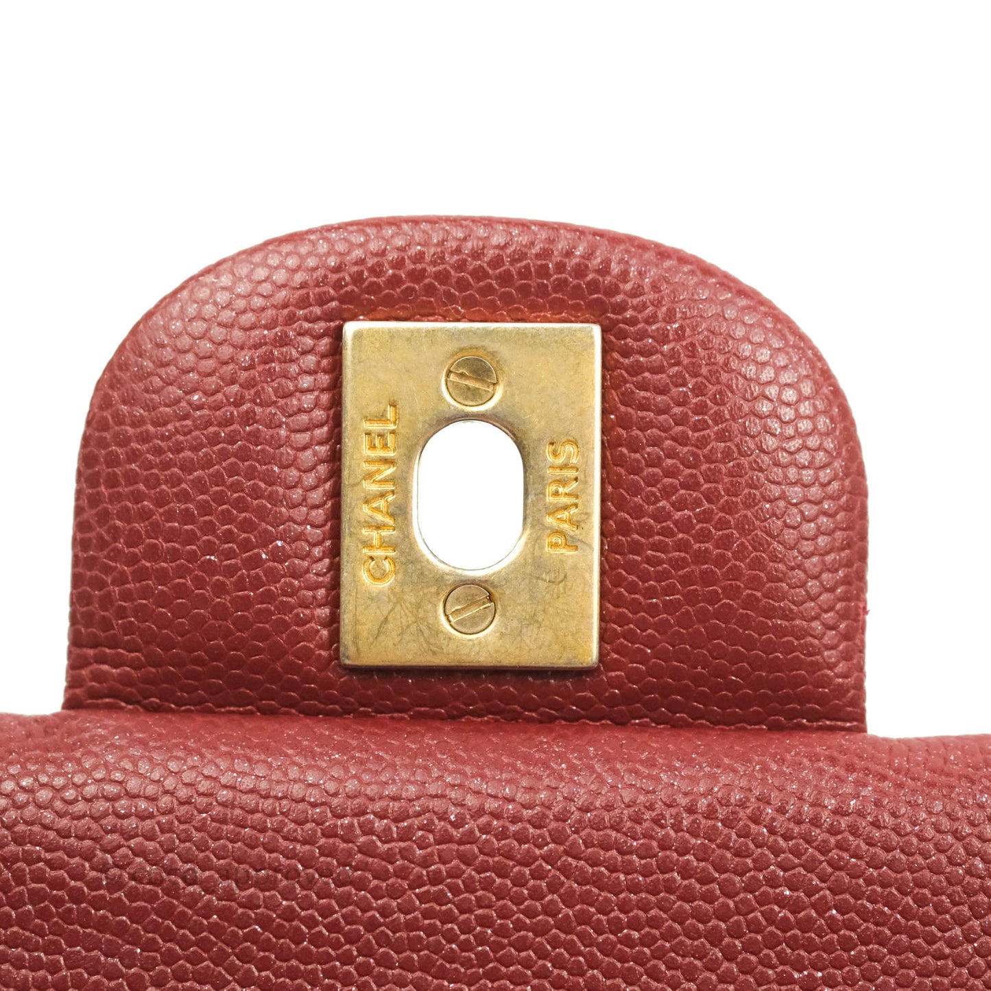 Chanel Small Classic Quilted Flap Iridescent Burgundy Caviar Aged Gold Hardware 18C