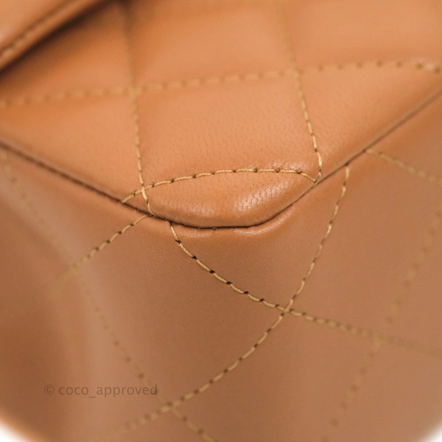 Chanel Quilted Mini Rectangular Flap Caramel Lambskin Gold Hardware 21P