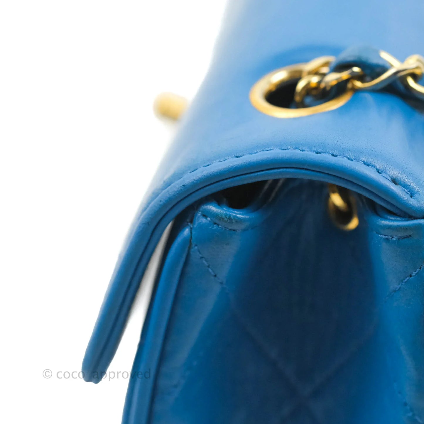 Chanel Vintage Trapezoid Flap Bag Blue Lambskin 24K Gold Hardware