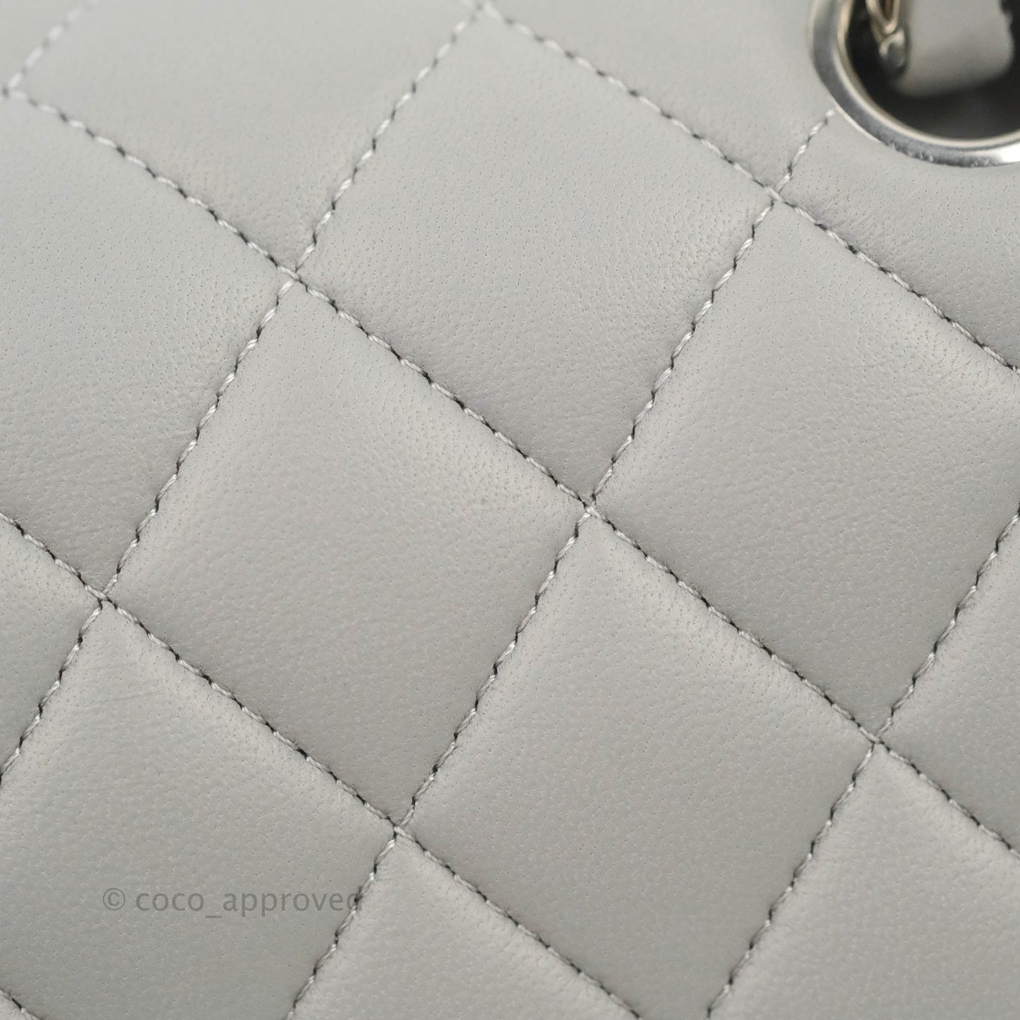 Chanel Small Classic Quilted Flap Grey Lambskin Silver Hardware