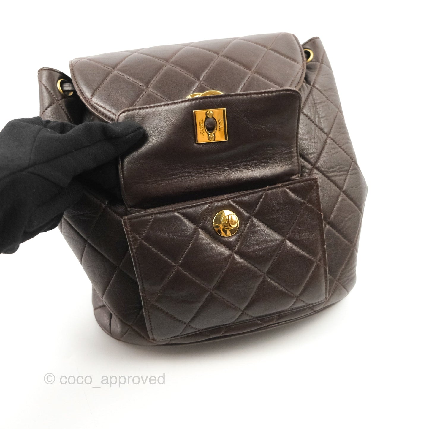 Chanel Vintage CC Duma Backpack Brown Lambskin 24K Gold Hardware