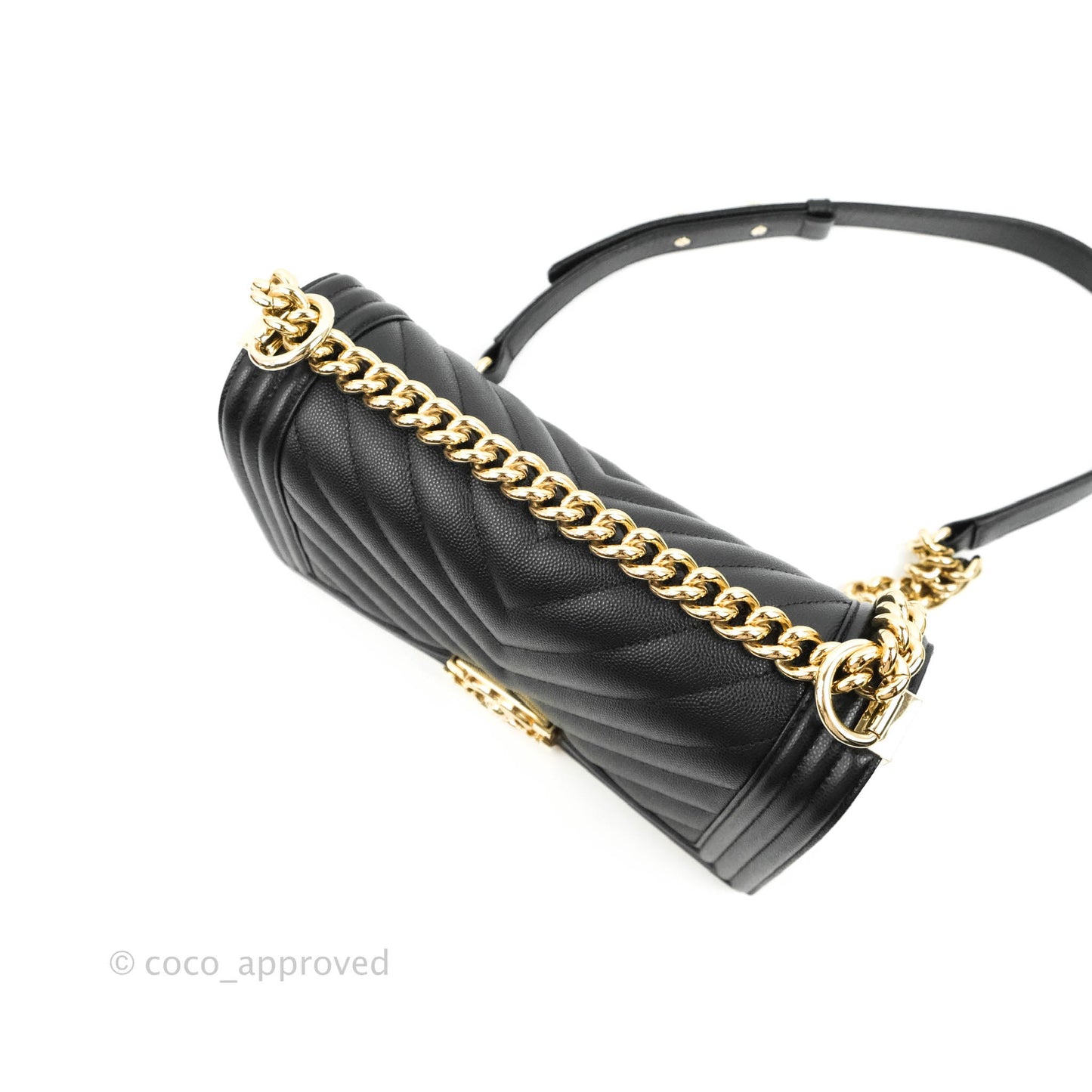 Chanel Chevron Medium Boy Black Caviar Gold Hardware