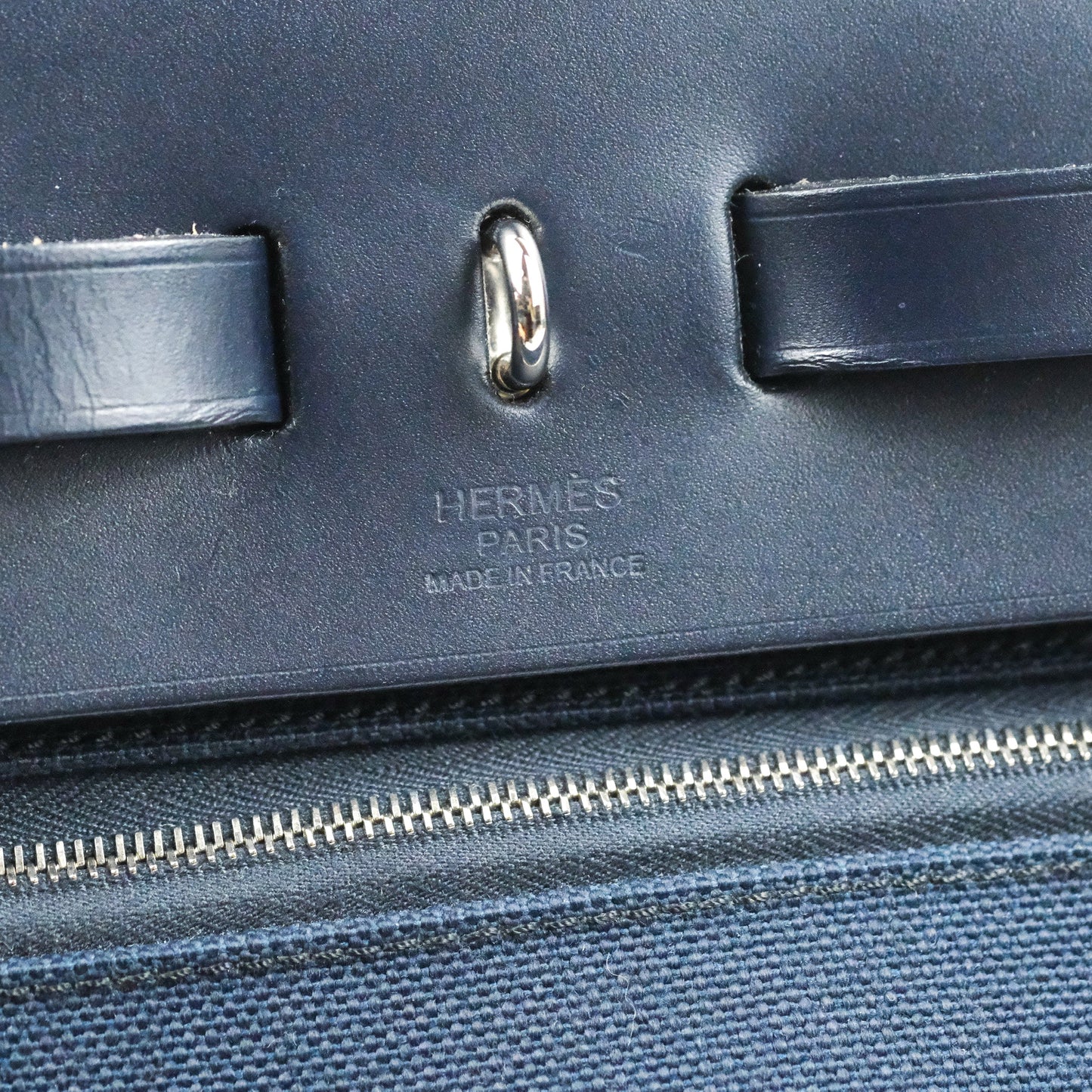 Hermès Herbag Zip 39 Navy Canvas Palladium Hardware