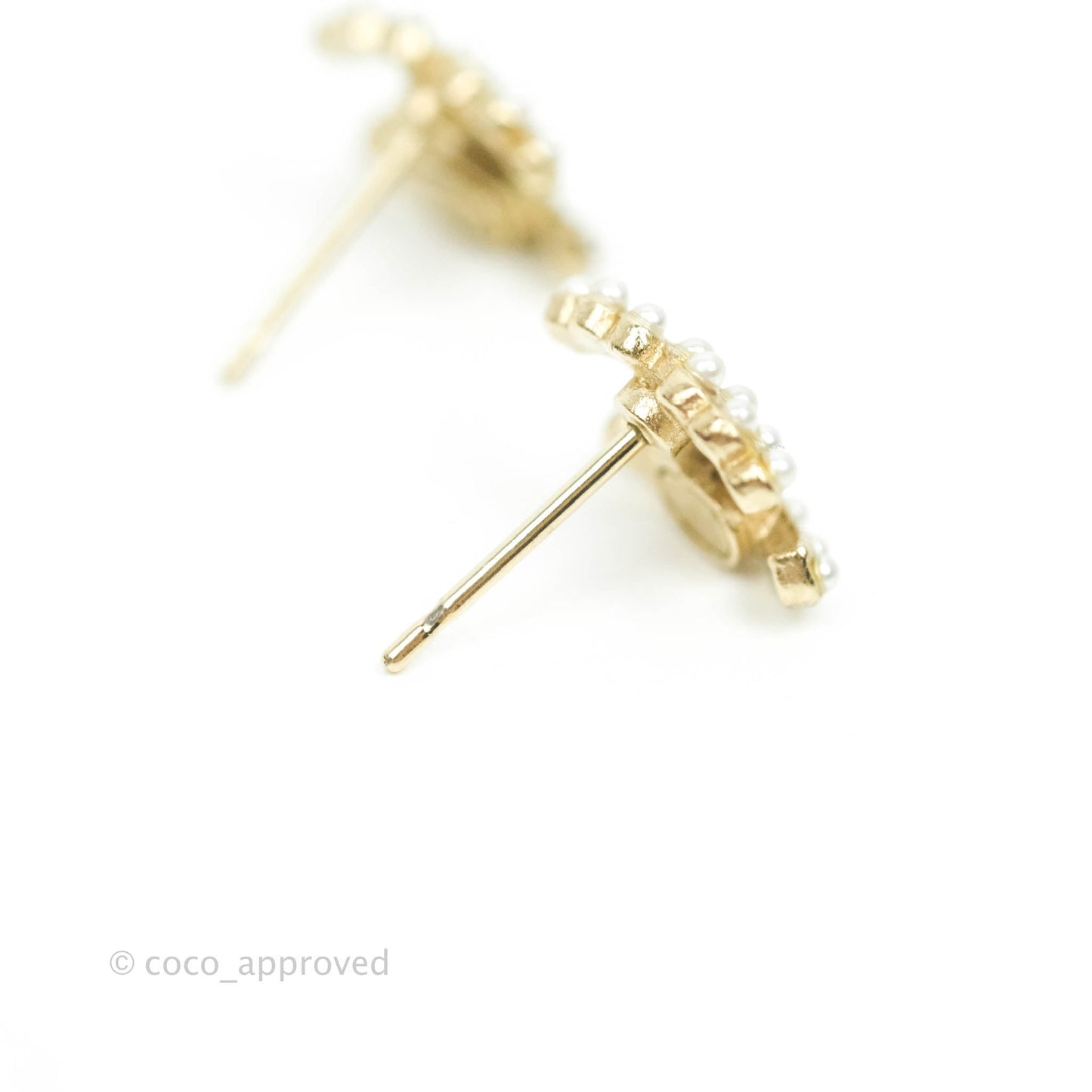 Chanel Small Pearl CC Earrings Gold Tone 20B