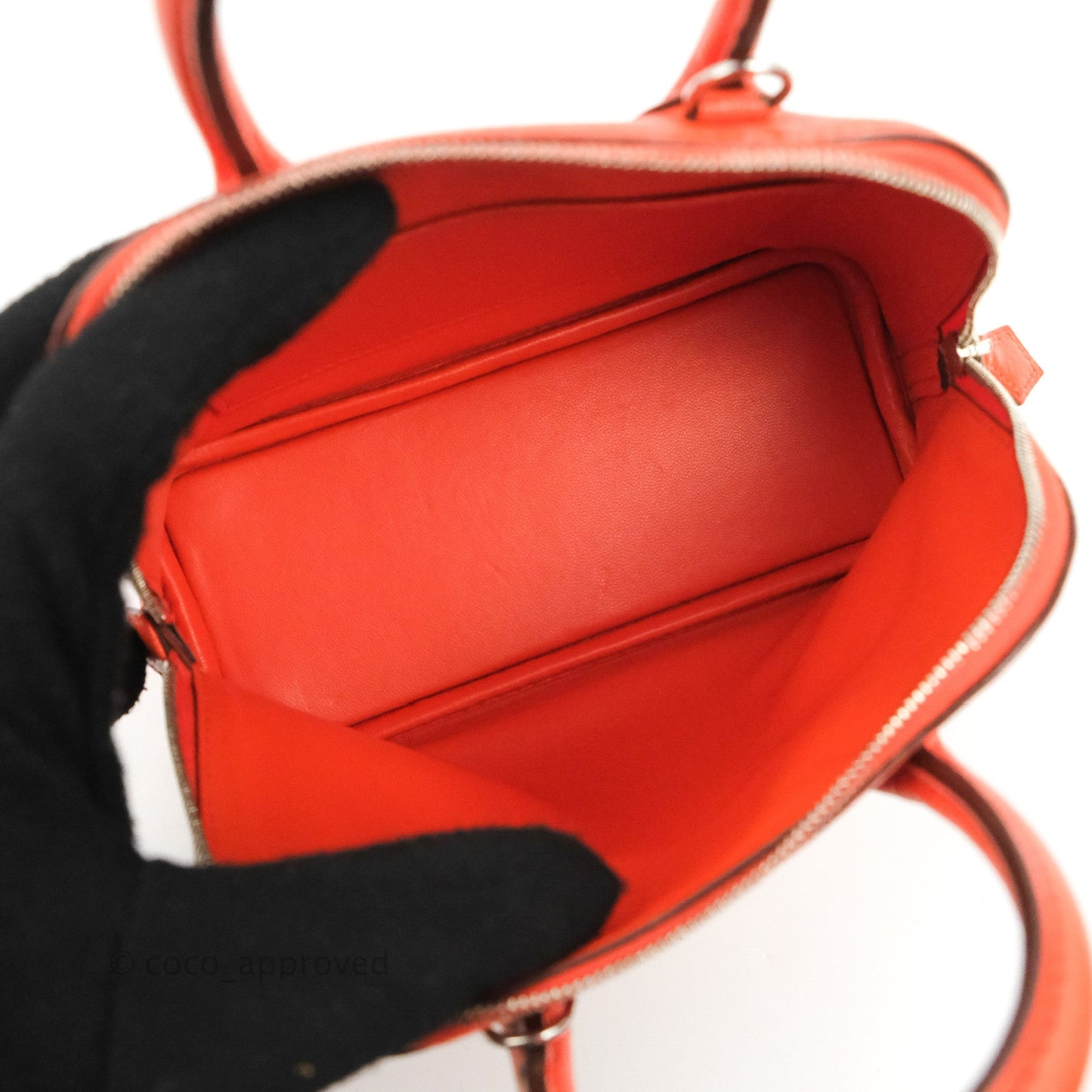 Hermès Bolide Mini 1923 Chevre Mysore Orange Poppy Palladium Hardware