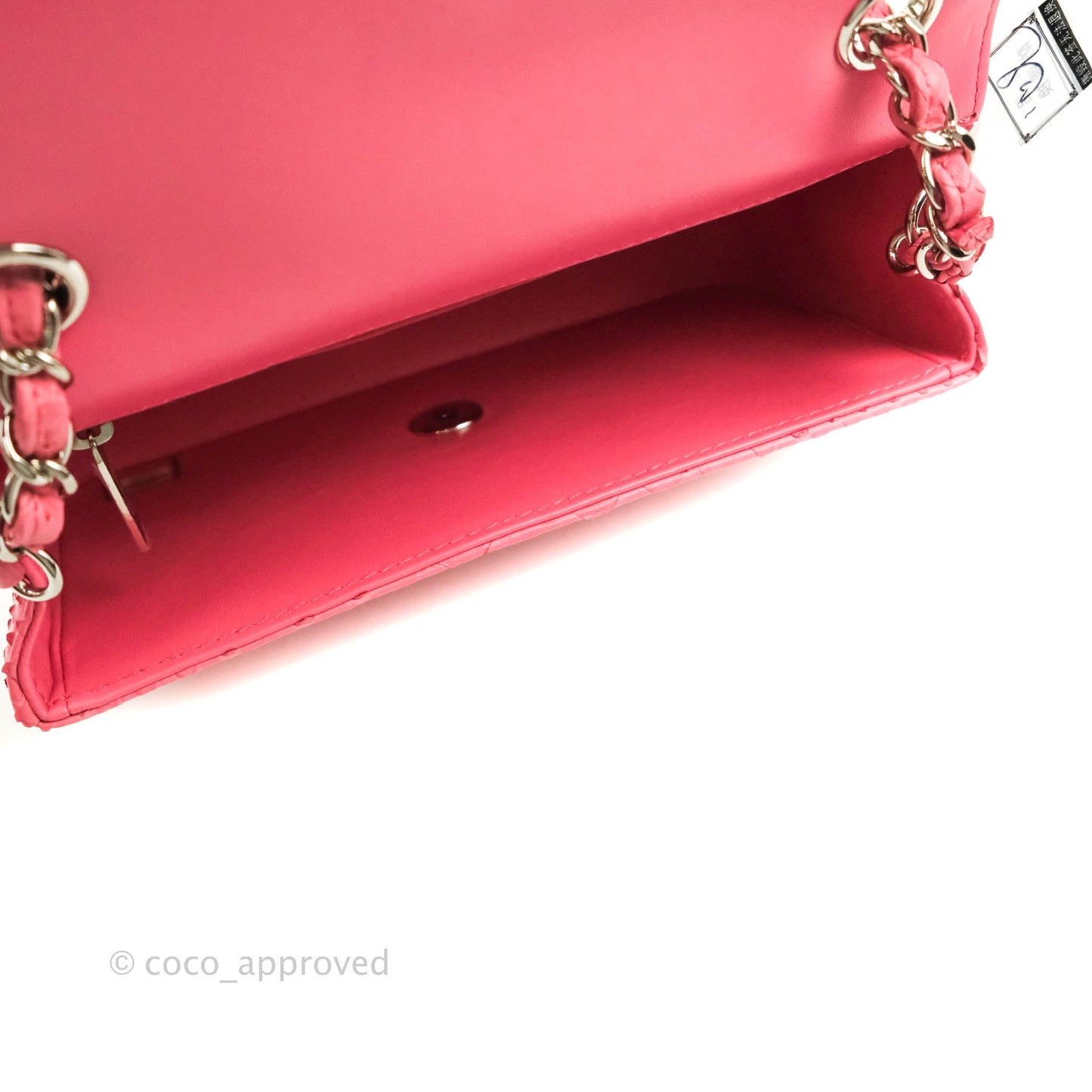 Chanel Quilted Mini Rectangular Python Pink Silver Hardware