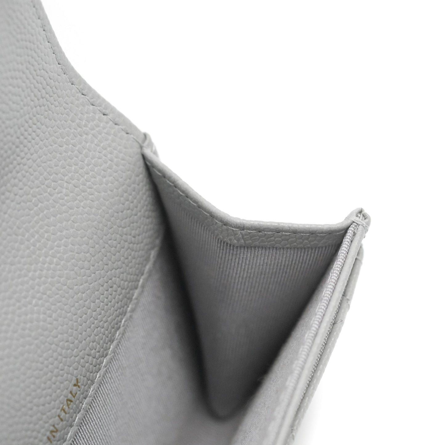 Chanel Quilted Flap Card Holder Grey Caviar Gold Hardware