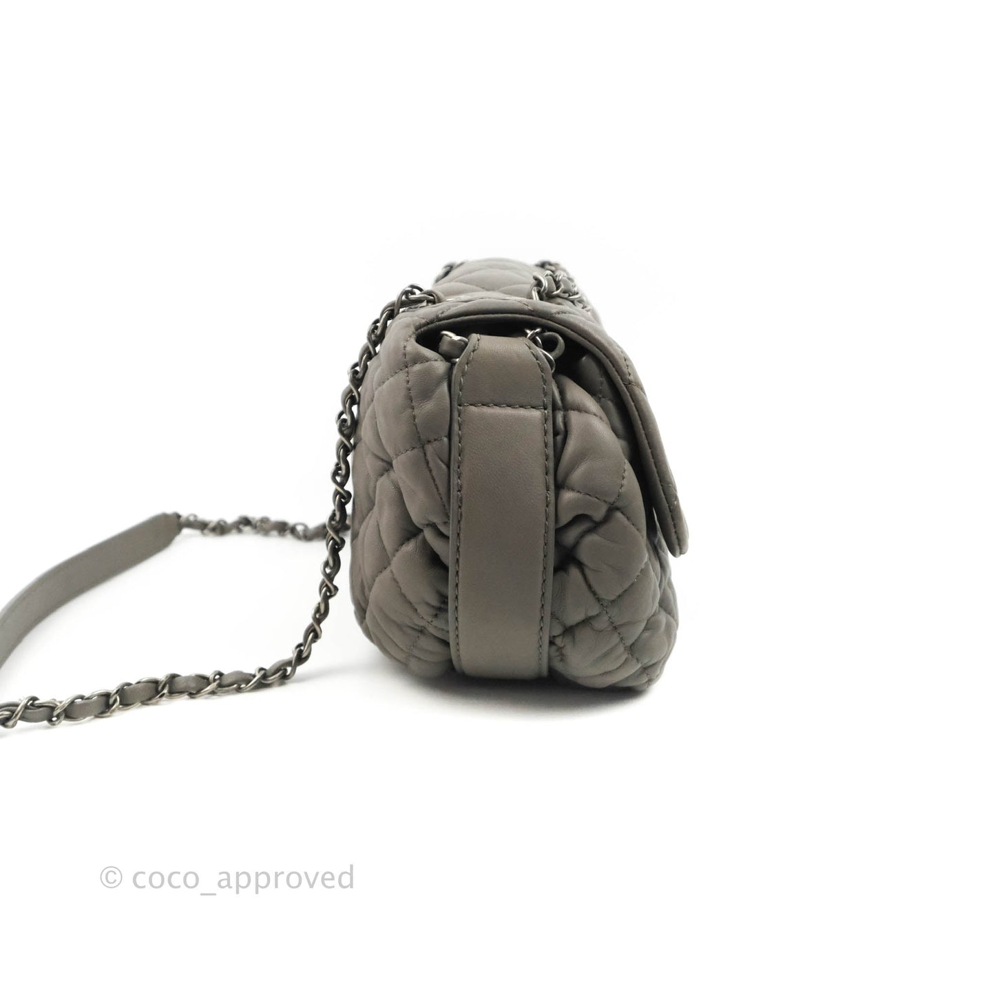 Chanel Medium Quilted Soft Accordion Flap Bag Grey Lambskin