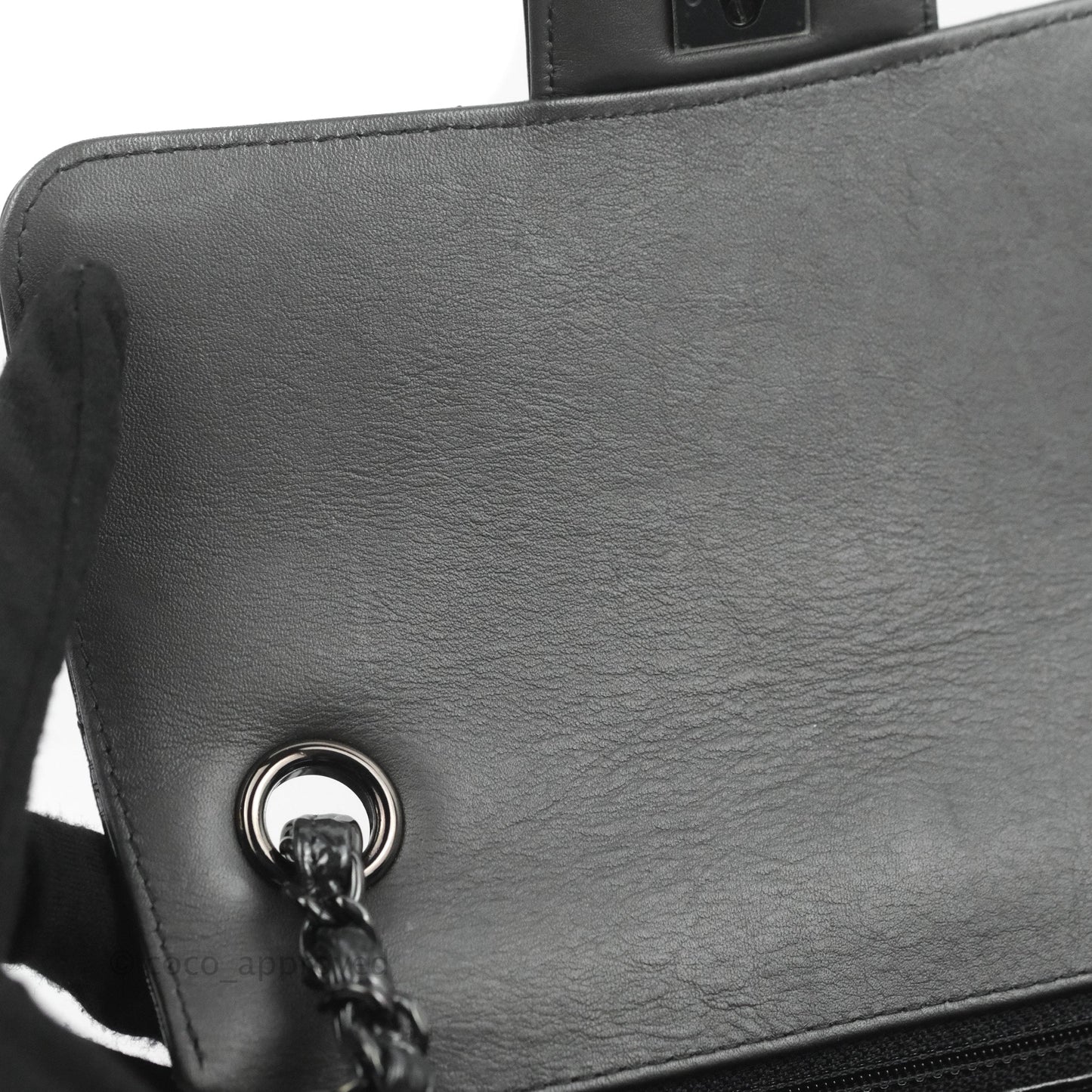 Chanel Mini Rectangular Flap Chevron Black Crumpled Metallic Patent So Black