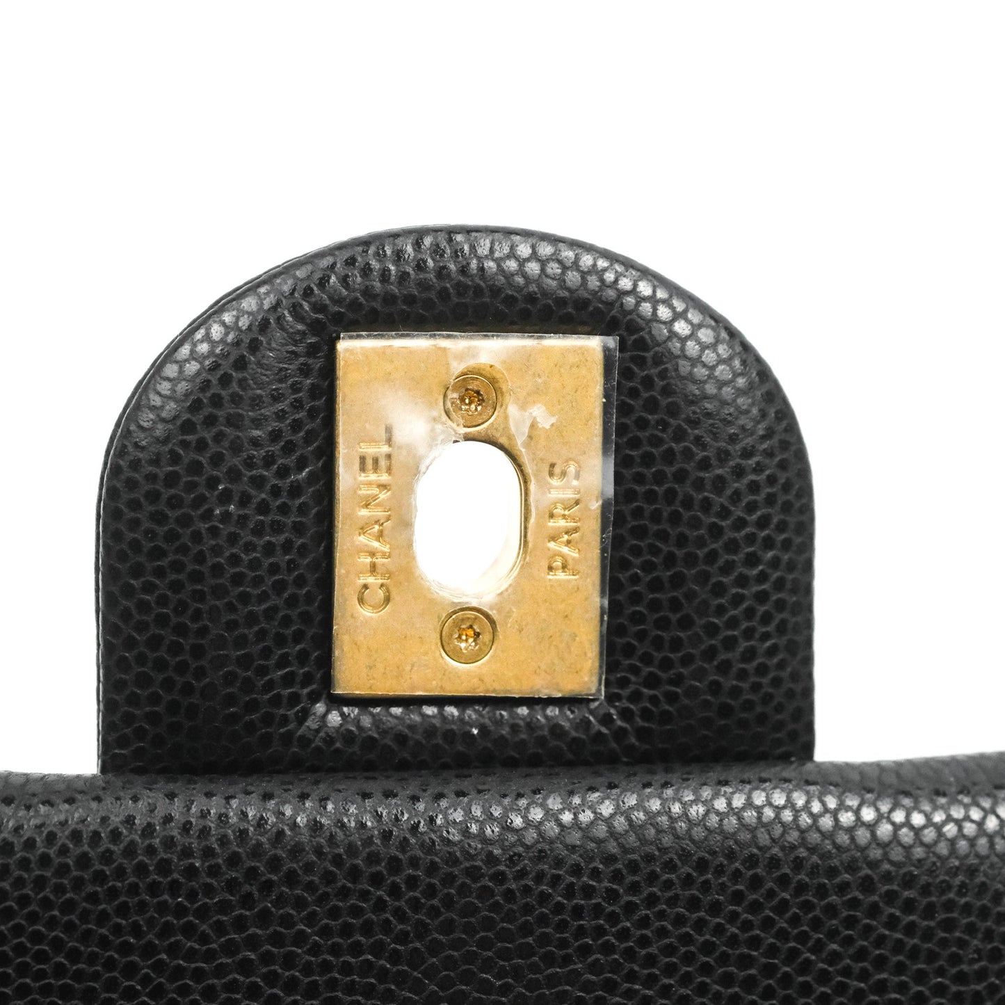 Chanel Mini Flap with Coin Charm Black Caviar Aged Gold Hardware 22A