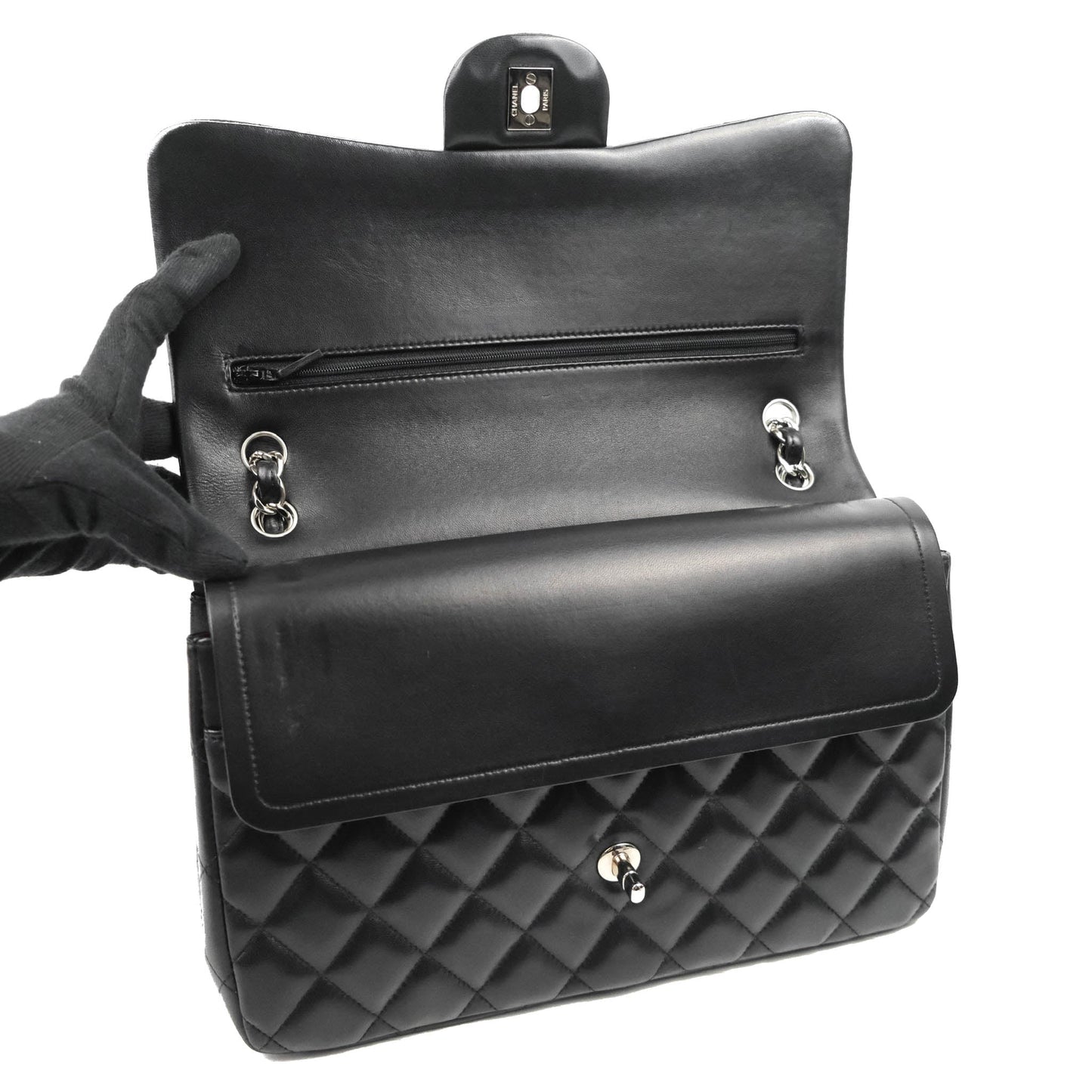 Chanel Jumbo Double Flap Black Lambskin Silver Hardware⁣⁣