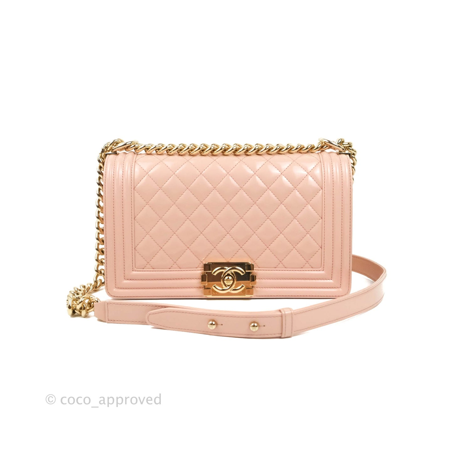 Chanel Quilted Medium Boy Iridescent Pink Shiny Calfskin Gold Hardware