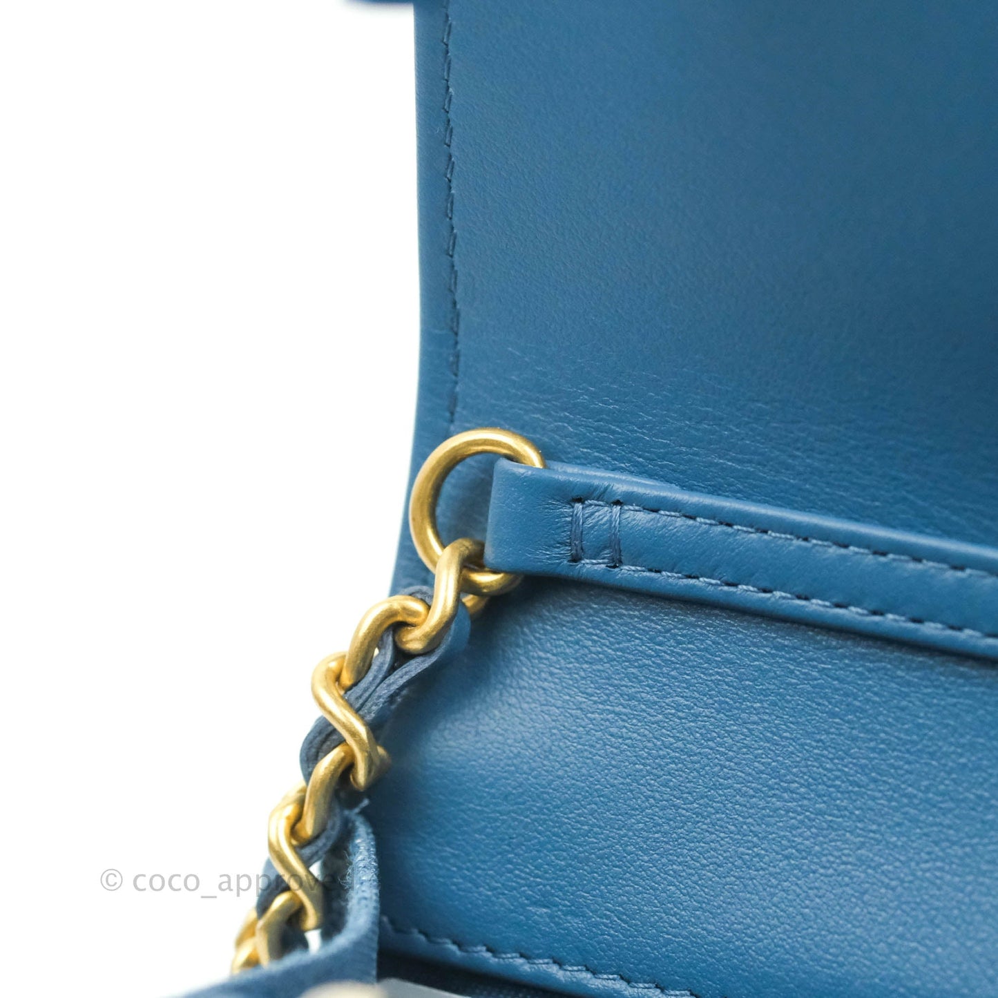 Chanel Quilted Pearl Crush Wallet on Chain WOC Denim Aged Gold Hardware