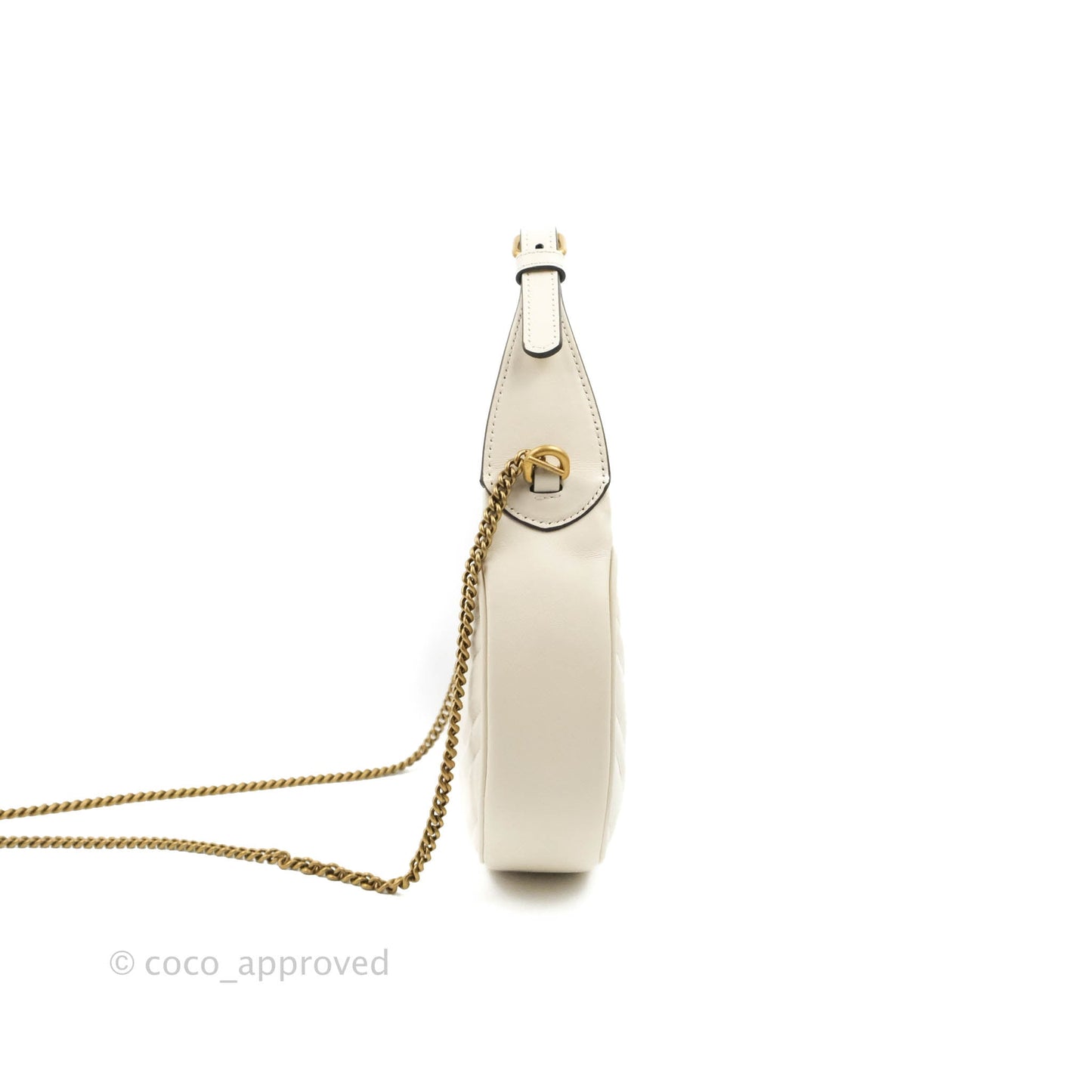 Gucci GG Marmont Half Moon-shaped Mini Bag White