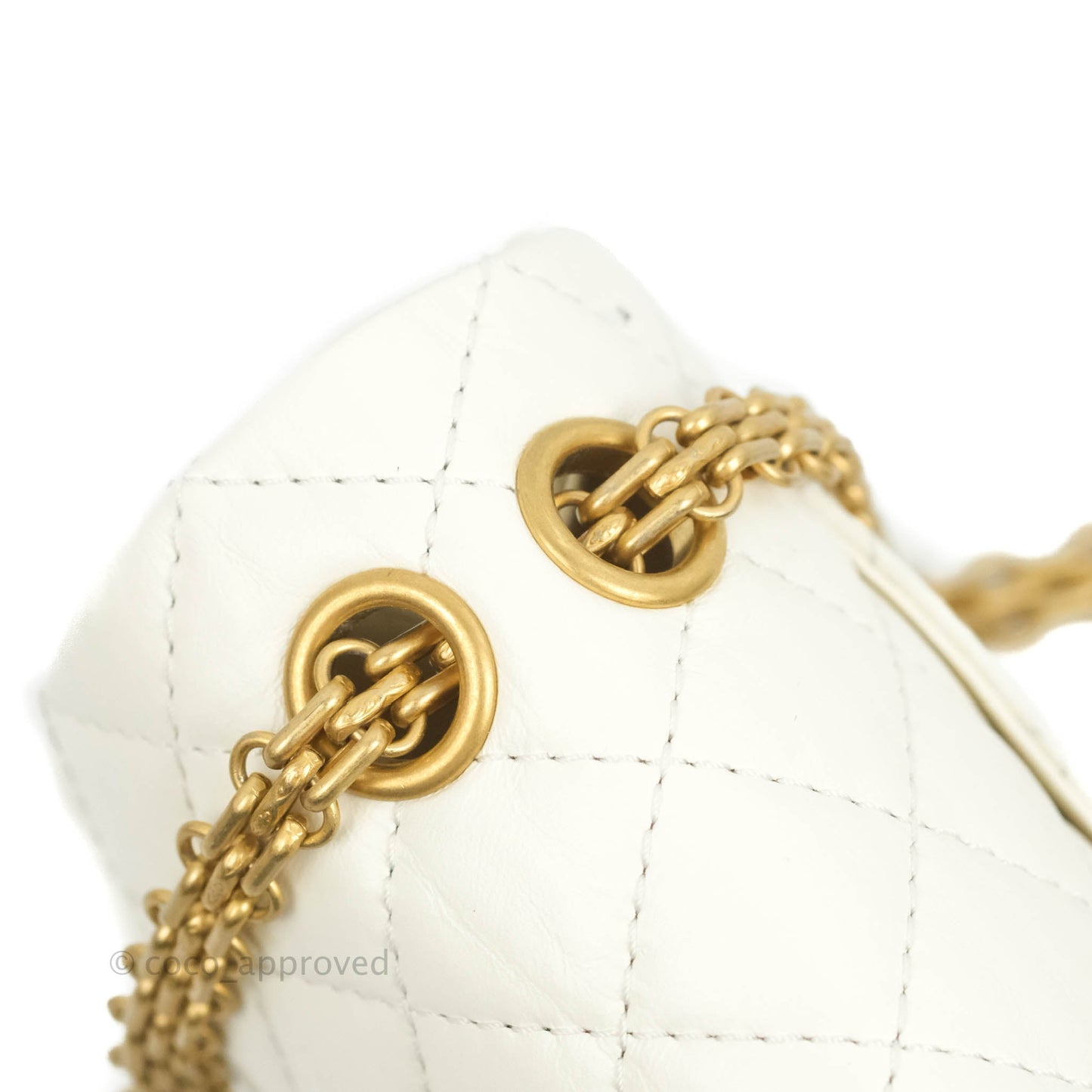 Chanel Mini Reissue 224 White Aged Calfskin Gold Hardware