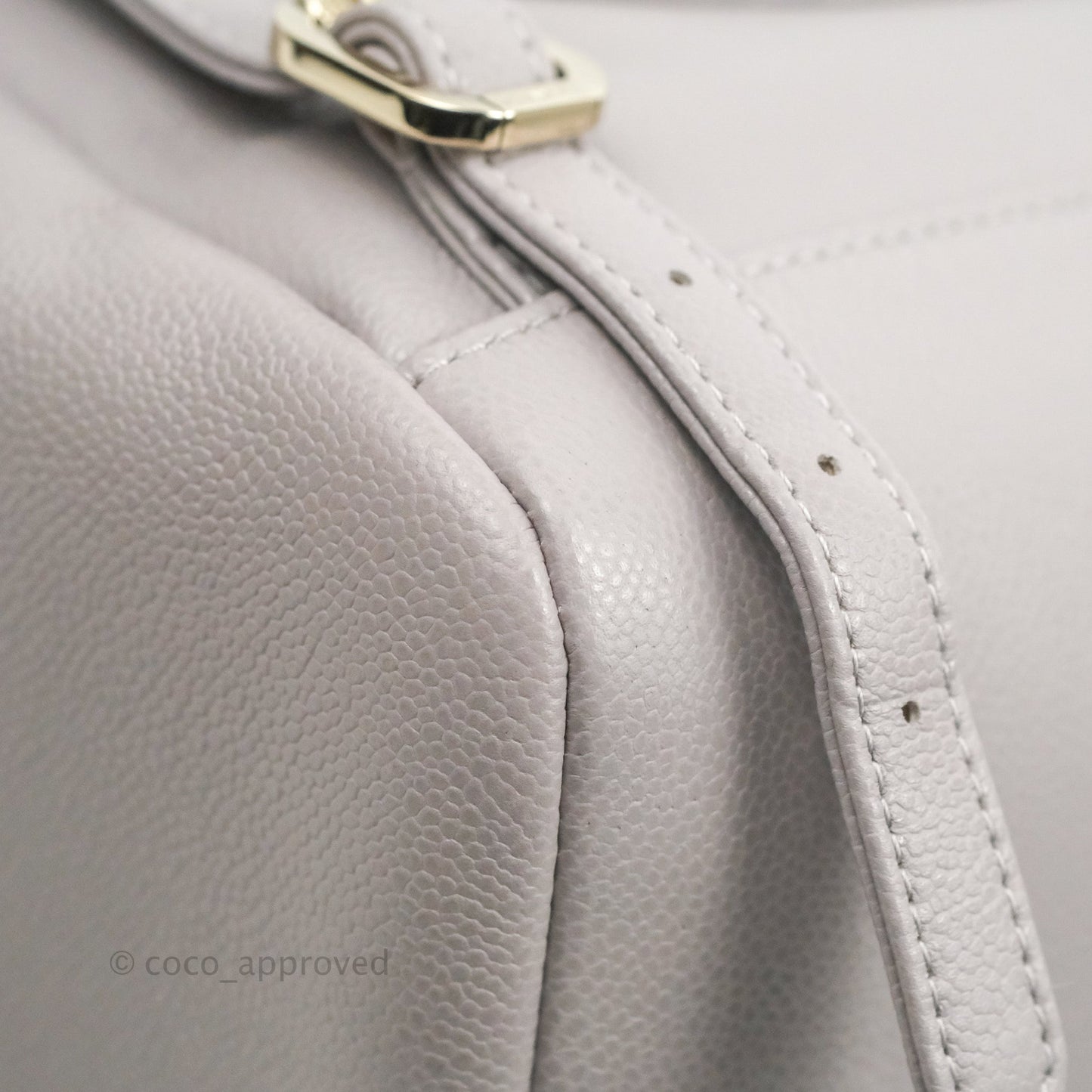 Chanel Quilted Business Affinity Backpack Grey Caviar Gold Hardware