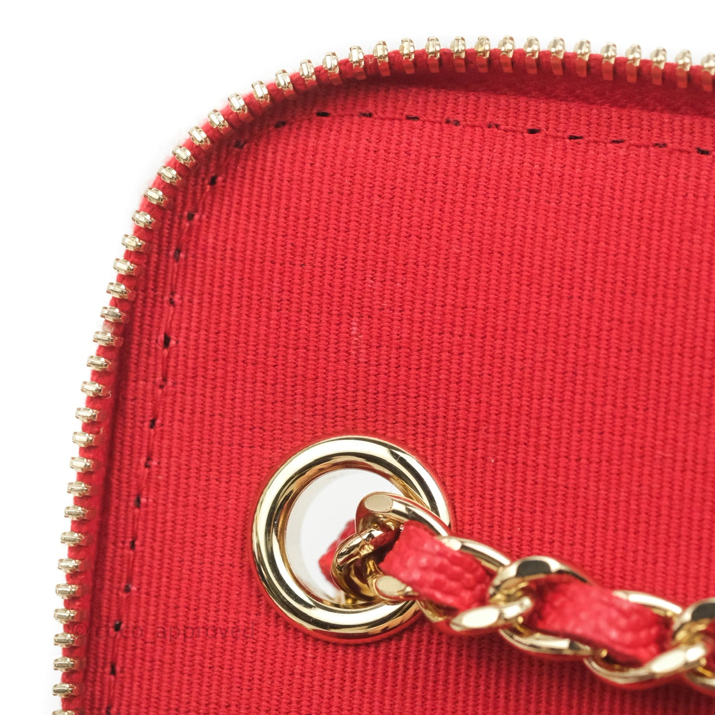 Chanel Mini Vanity With Chain Red Caviar Gold Hardware